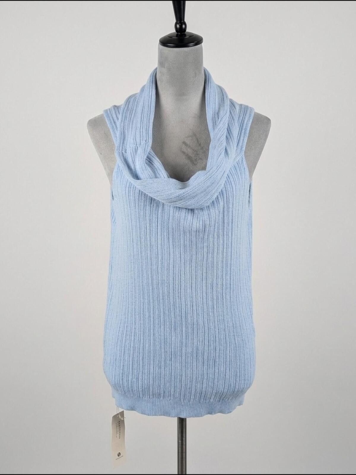 Other Light Blue Ribbed Sleeveless Cowl Neck Sweater Size M / US 6-8 / IT 42-44 - 1 Thumbnail
