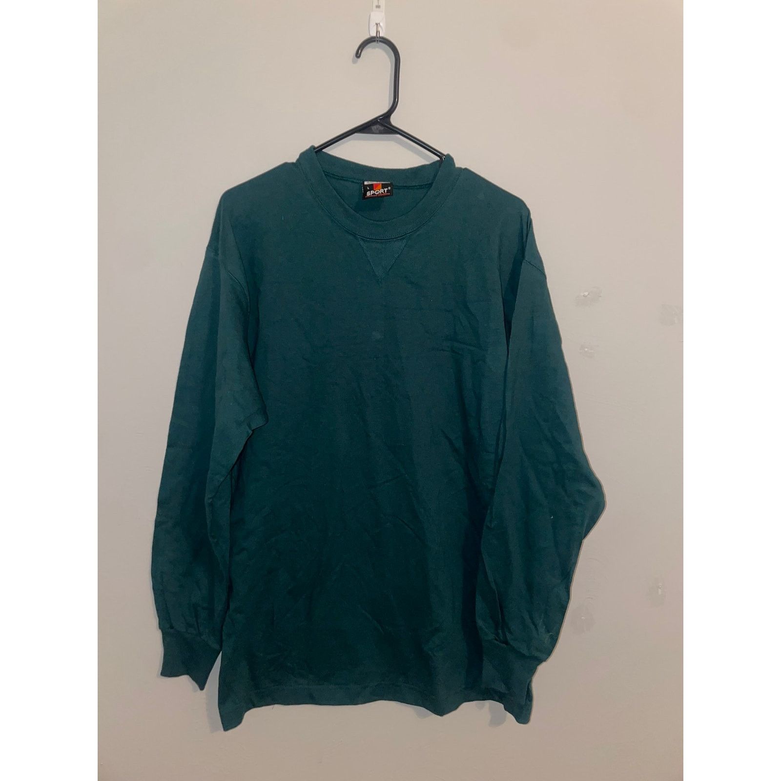 Vintage Vintage Green Blank Long Sleeve Shirt Tee VTG 90s USA Large Size US L / EU 52-54 / 3 - 1 Thumbnail