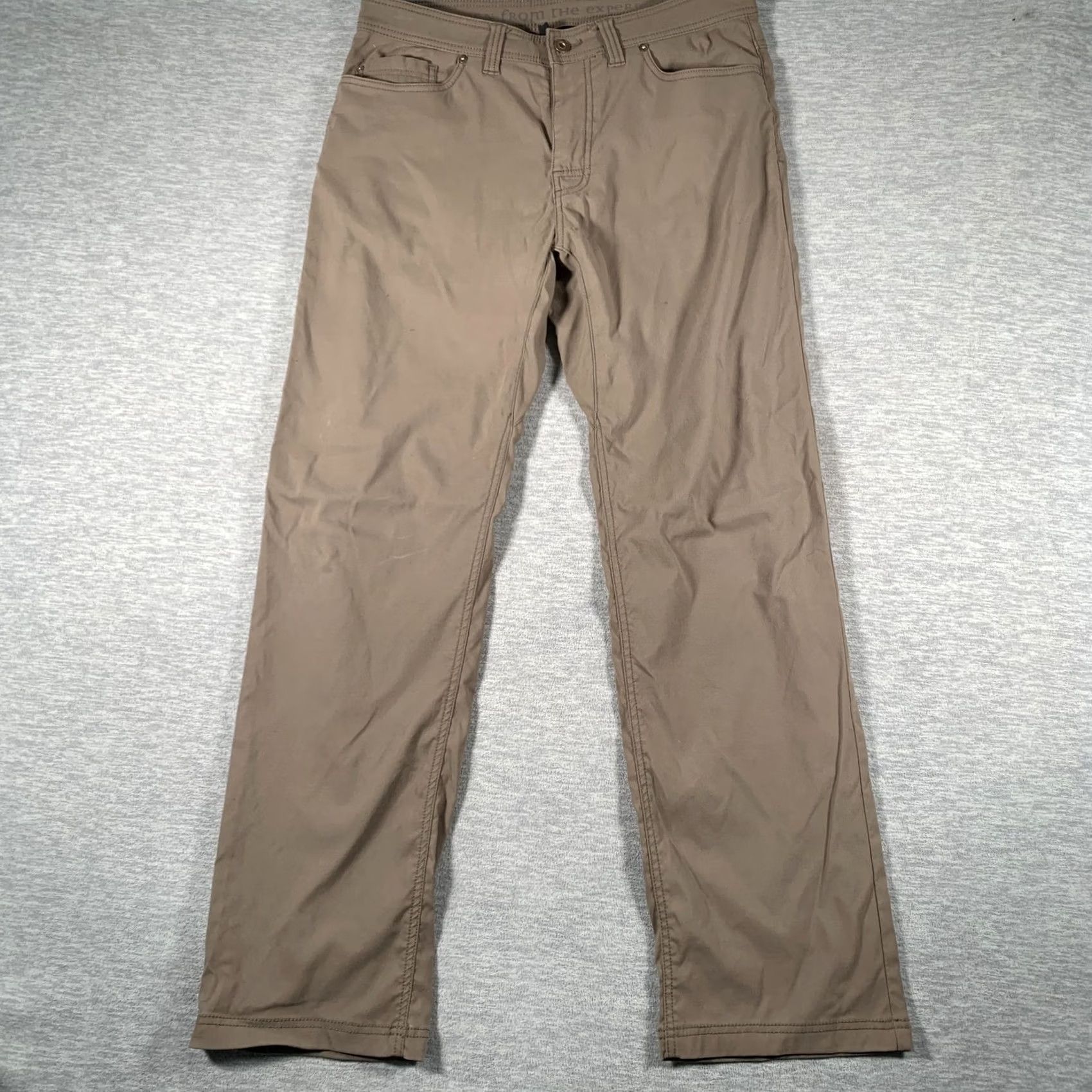 Prana prAna Pants Mens 34 Brown 36x31 Slim Fit Stretch Pocket Chino Casual Outdoor Size US 34 / EU 50 - 2 Thumbnail