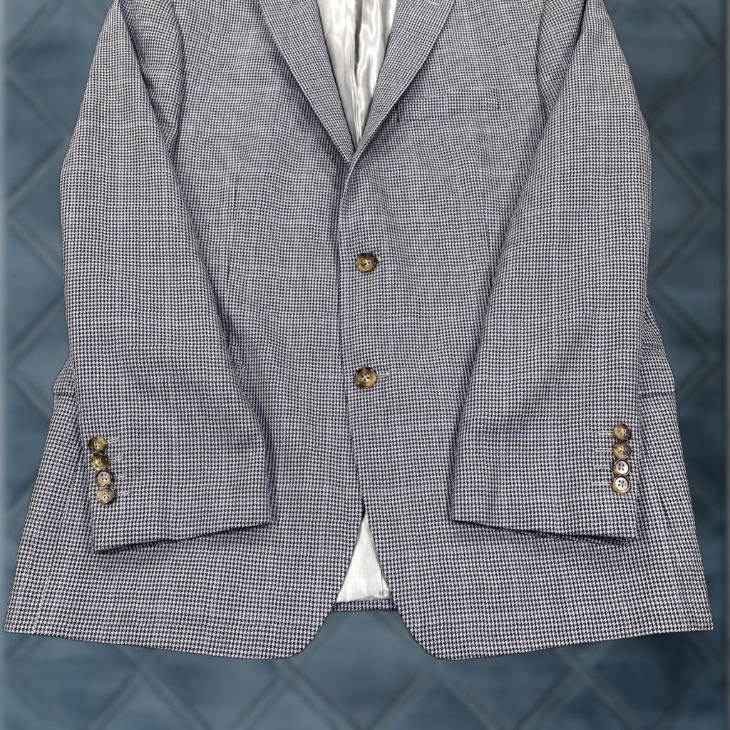 Ralph Lauren VINTAGE Ralph Lauren Blazer Mens 44R Gray Silk Wool Check Sport Coat Made Canada Size 44R - 1 Thumbnail
