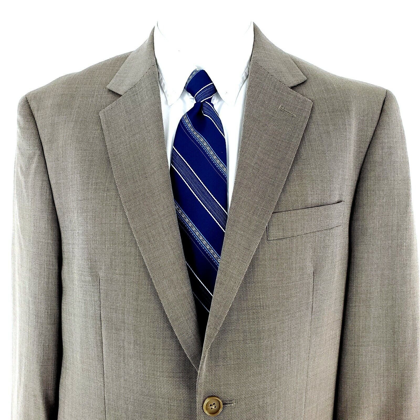 Pronto Uomo Pronto Uomo Super 120s Wool 2 Button Blazer 42R Check Tan Be Size 42R - 1 Thumbnail