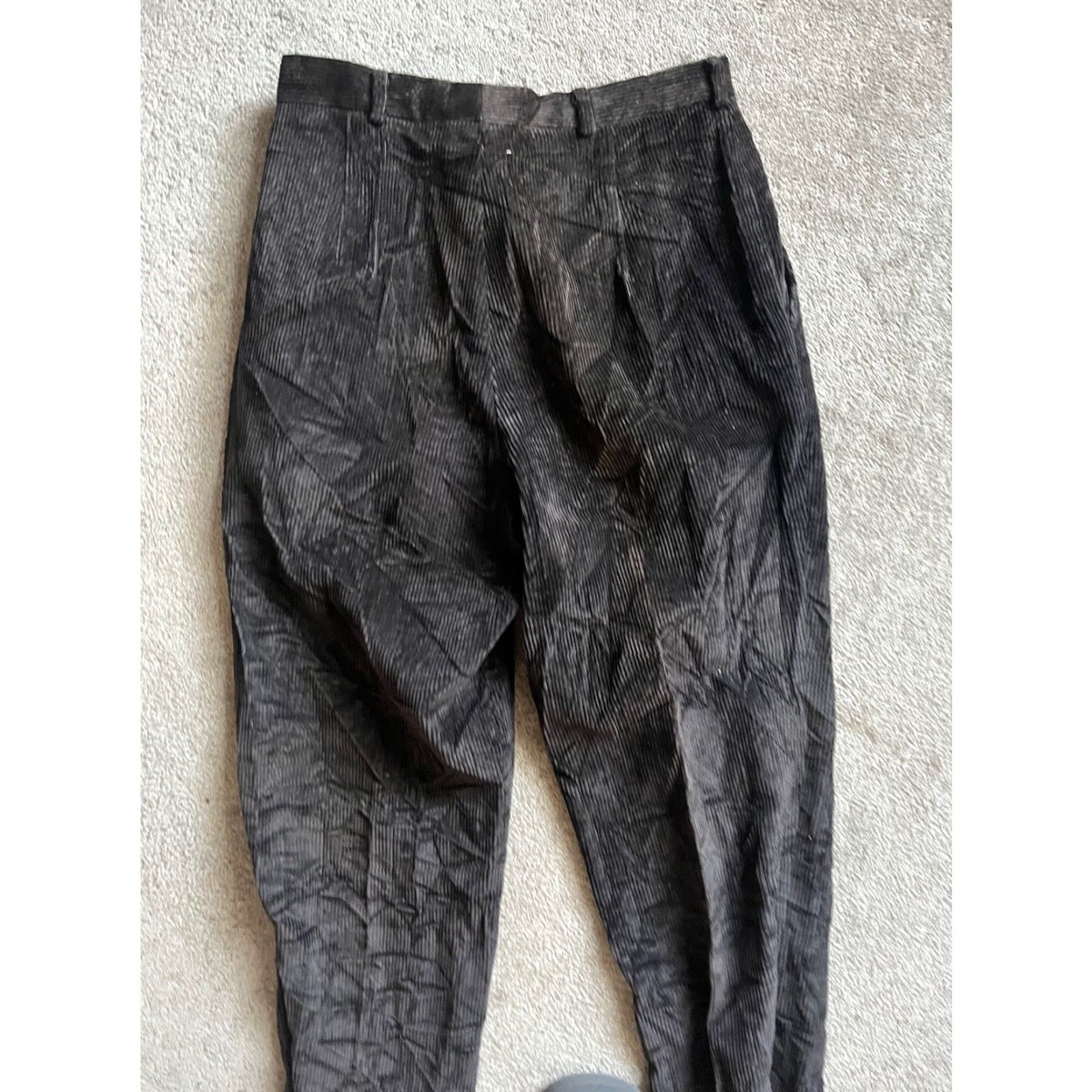 Vintage VINTAGE L.L. Bean Womens Pleated High Waisted Tapered Corduroy Pants Sz 12 Black Retro Casual Dress Pants Size 34" / US 12 / IT 48 - 4 Thumbnail