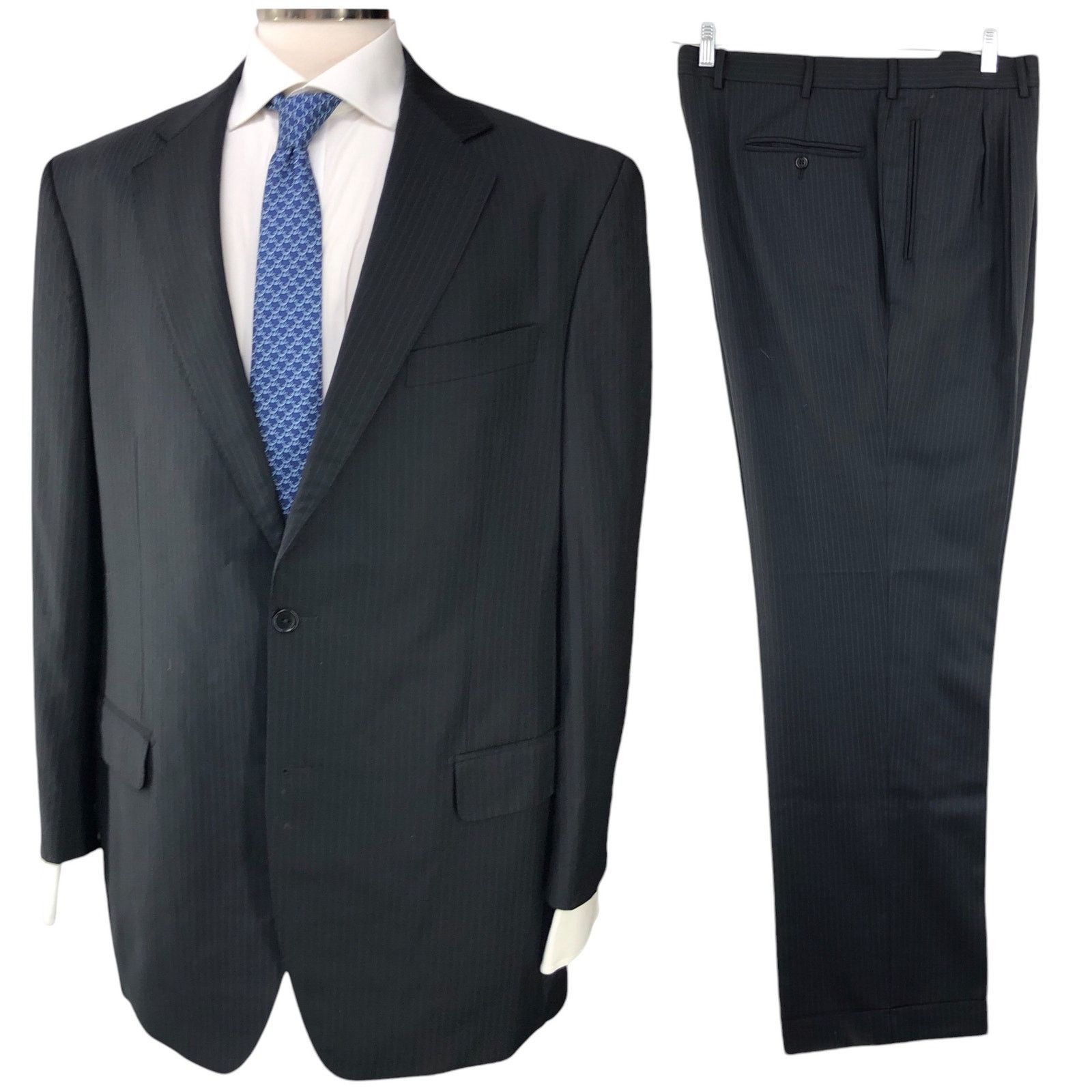 Lubiam LBM 1911 Size 44L Suit Drop 5 Pinstripe *TINY FLAW
