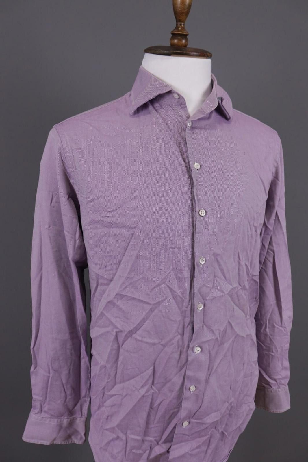 Giorgio Armani Giorgio Armani Purple Pinstripe Shirt Size 39 / 15 1/2 Size US M / EU 48-50 / 2 - 5 Thumbnail