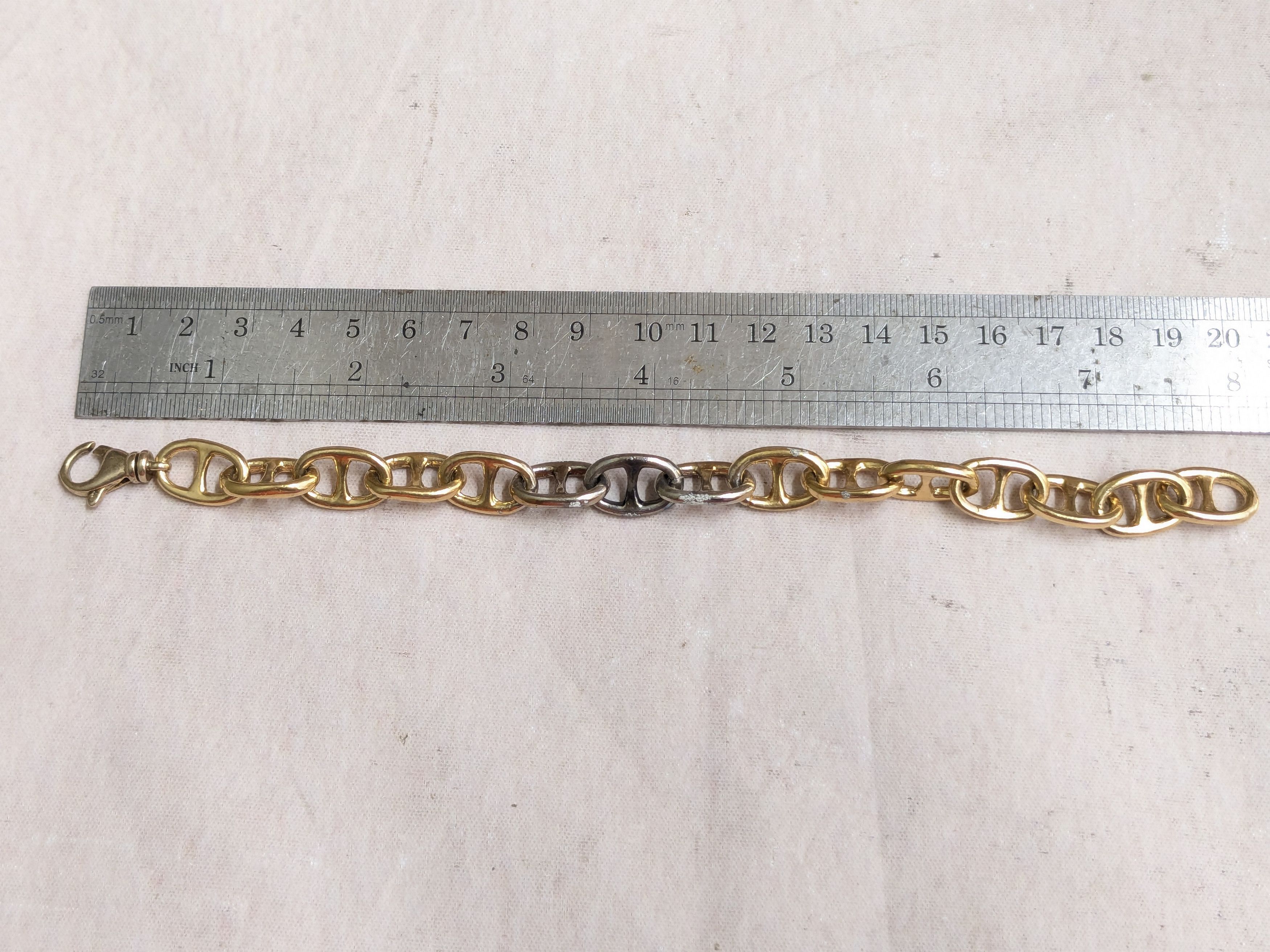 Jewelry Vintage Sterling Silver Bracelet Anchor Mariner Gold 7.25 Size ONE SIZE - 16 Thumbnail