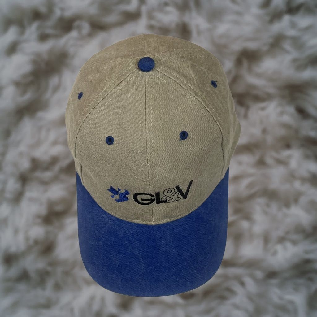 Vintage AJM Headwear Hat Adult Beige GL&V Embroidered Adjustable StrapBack Baseball Cap Size ONE SIZE - 1 Thumbnail