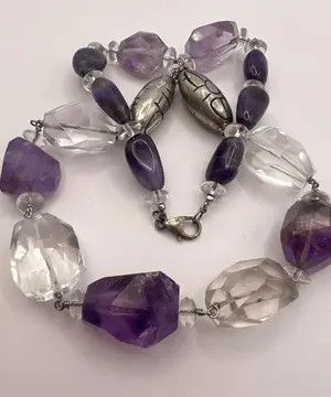 Jewelry Vintage Sterling Silver 925 Necklace Beads Natural Amethyst Size ONE SIZE - 7 Thumbnail
