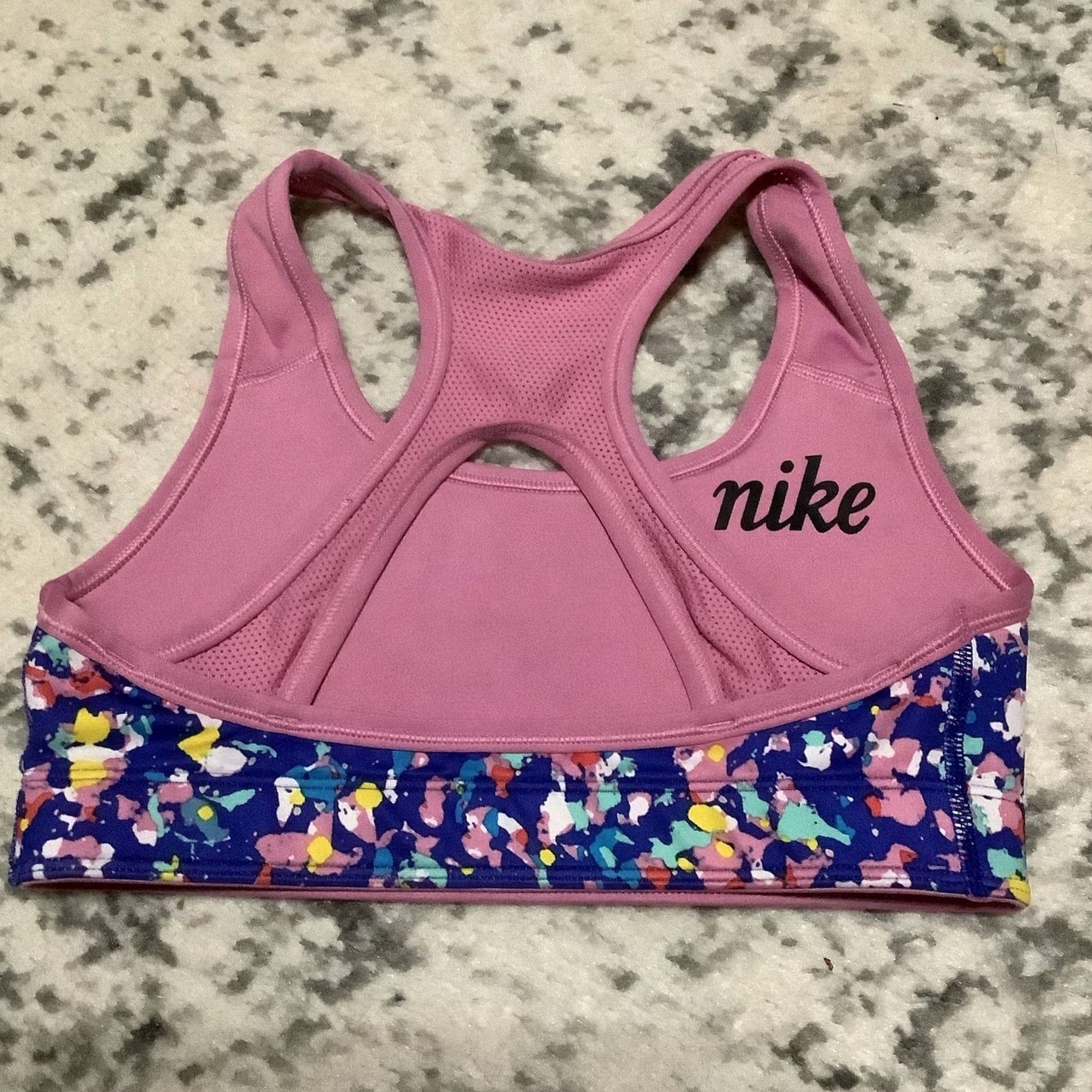 Nike Nike Reversible Sports Bra Racerback Pink/ Multi Color, SM, Womens, Bra, Nike, Activewear, Colorful, Reversible Size ONE SIZE - 2 Thumbnail