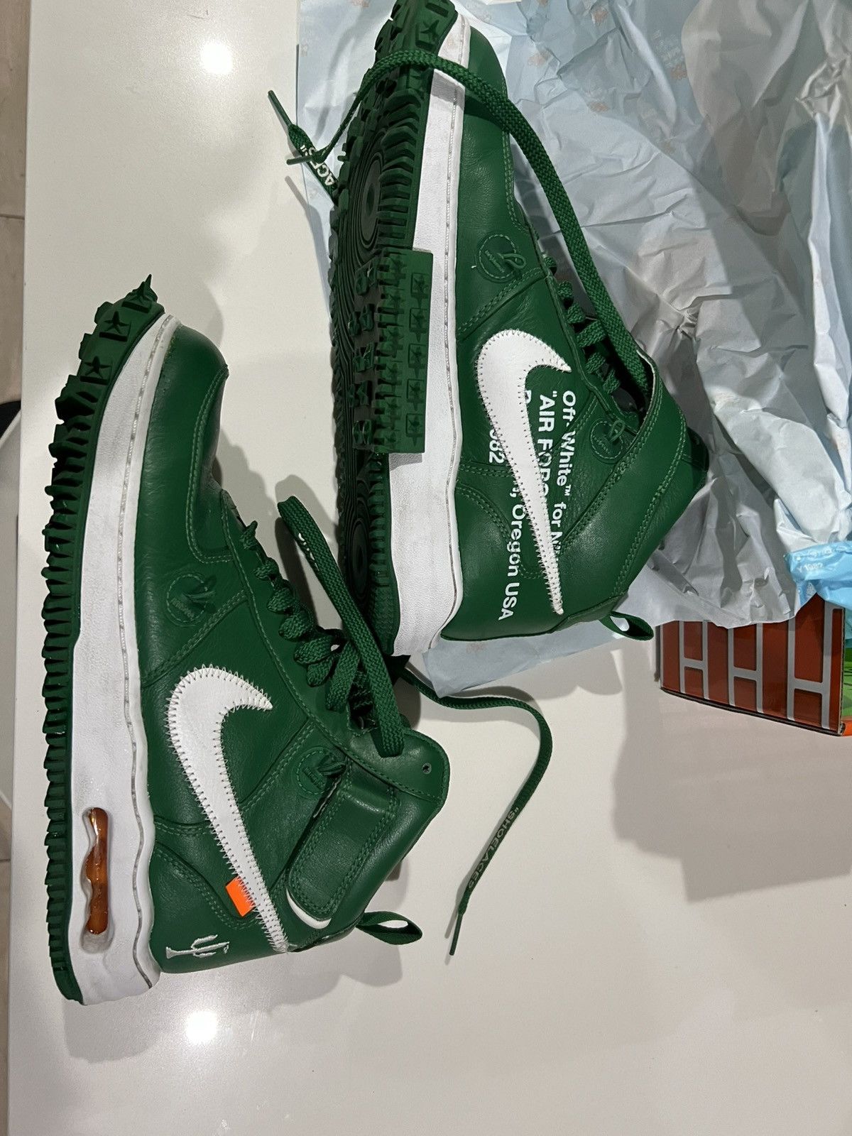 Nike × Off-White × Virgil Abloh Off-White Nike Air Force 1 Mid SP LTHR pine green Size US 9 / EU 42 - 5 Thumbnail