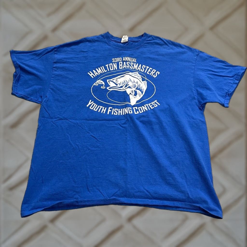 Gildan Gildan Ultra Cotton T-Shirt Unisex Adult 2XL Blue Graphic Print Short Sleeve Crew Neck Hamilton Fishing 33rd Annual Outdoor Classic Size US XXL / EU 58 / 5 - 1 Thumbnail