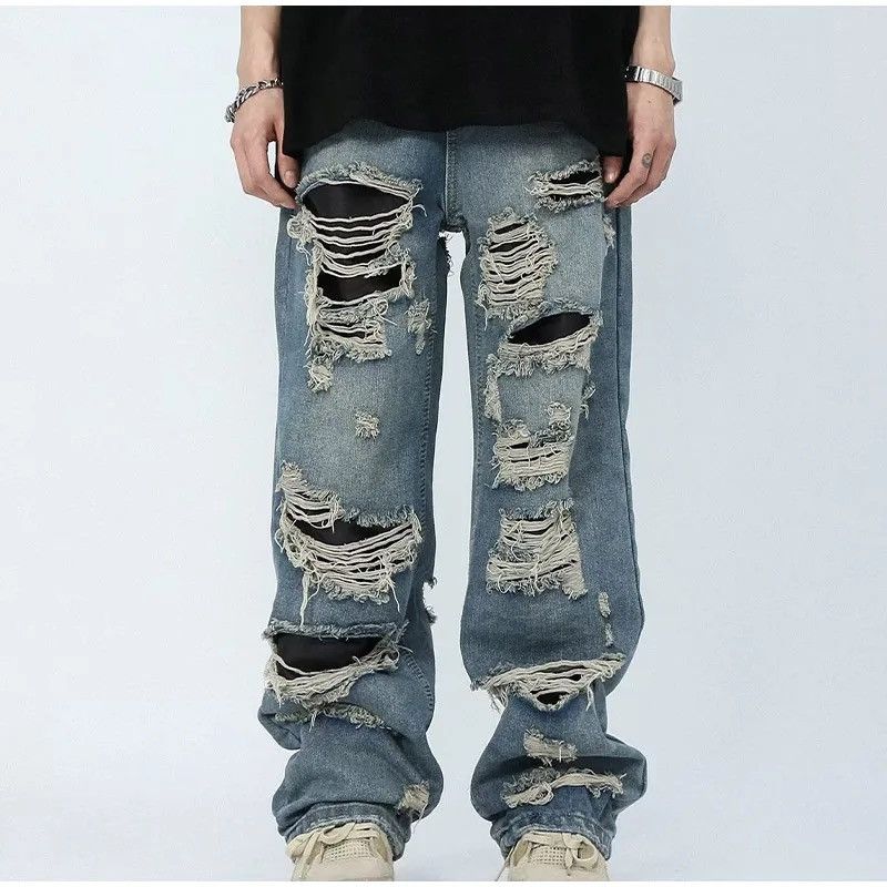Japanese Brand × Vintage Straight Hole Beggar Zipper Long Pants Men Size US 28 / EU 44 - 5 Thumbnail