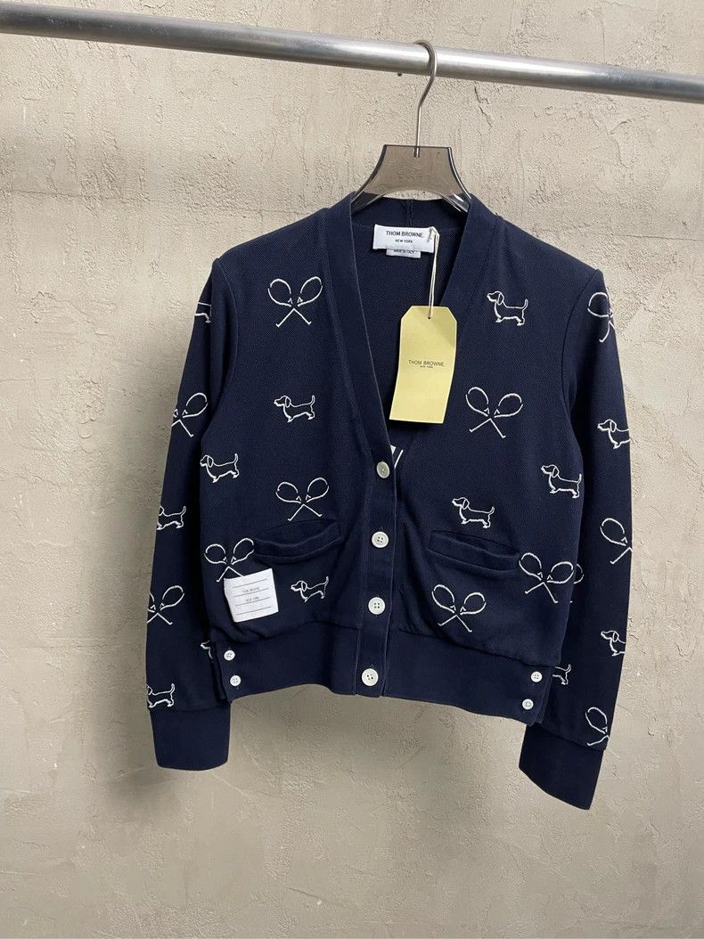Thom Browne Thom browne Navy blue embroidered puppy tennis cardigan jac Size XS / US 0-2 / IT 36-38 - 1 Thumbnail