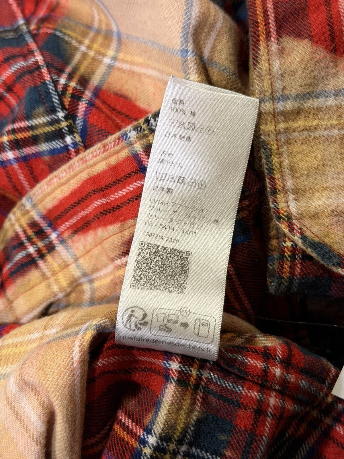 Celine Celine x Hedi FW23 Bleached Tartan Plaid Red Flannel Shirt Size US XL / EU 56 / 4 - 16 Thumbnail