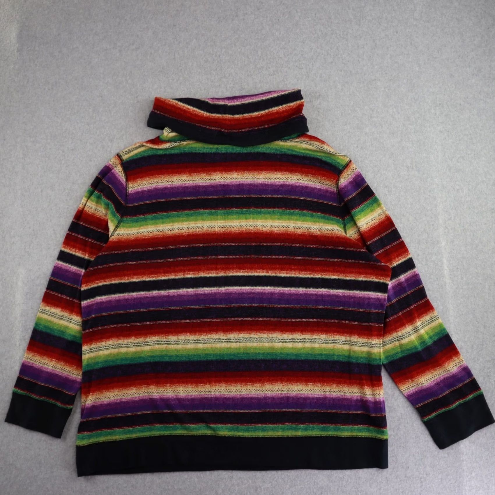 Vintage LRL Lauren Active Womens 3X Cowl Neck Pullover Thermal Aztec Striped Sweater Size XXL / US 16-18 / IT 52-54 - 2 Thumbnail