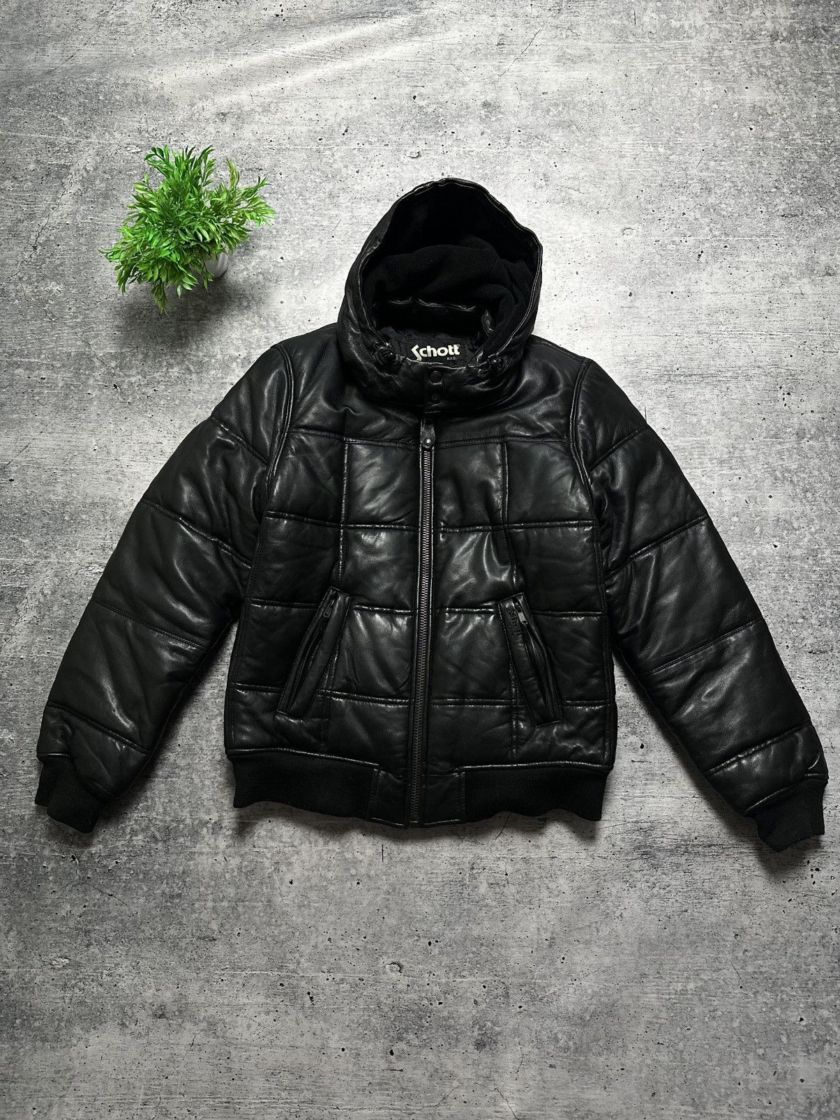 Designer × Leather Jacket × Schott Vintage 90s Scott NYC USA