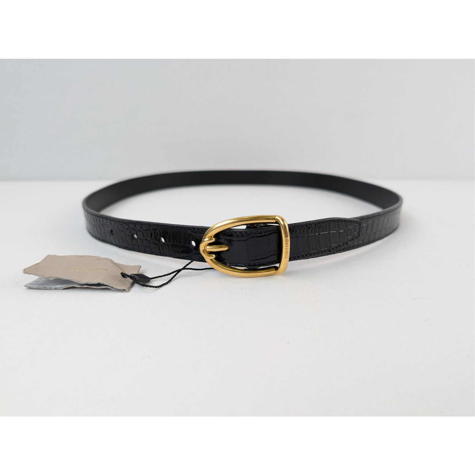 Tom Ford o1rshd1 Size: 95 / crocodile-embossed patent leather belt Size 38 - 2 Thumbnail
