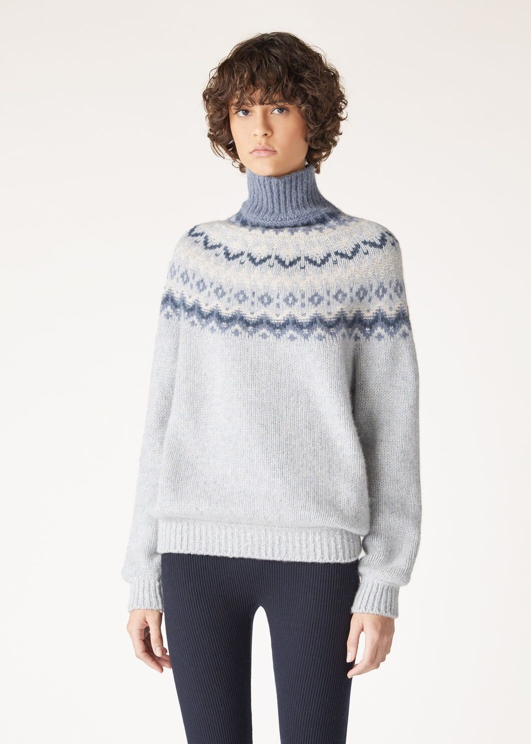 Loro Piana o1w1db10825 FAO5135 Alpe Pile Turtleneck Sweater Light Blue Size XS / US 0-2 / IT 36-38 - 4 Thumbnail