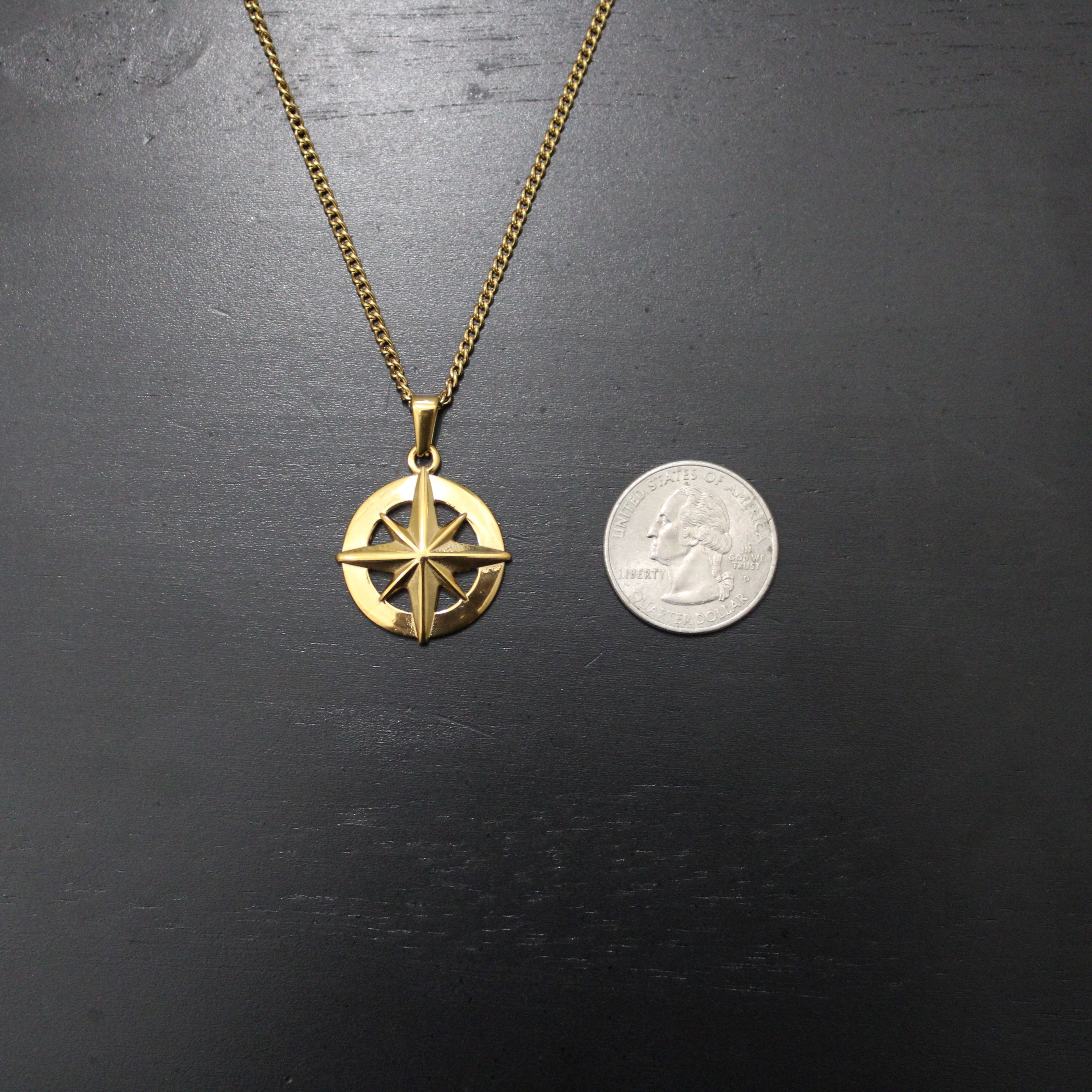 Jewelry Gold Compass Pendant Chain Necklace Size ONE SIZE - 8 Thumbnail