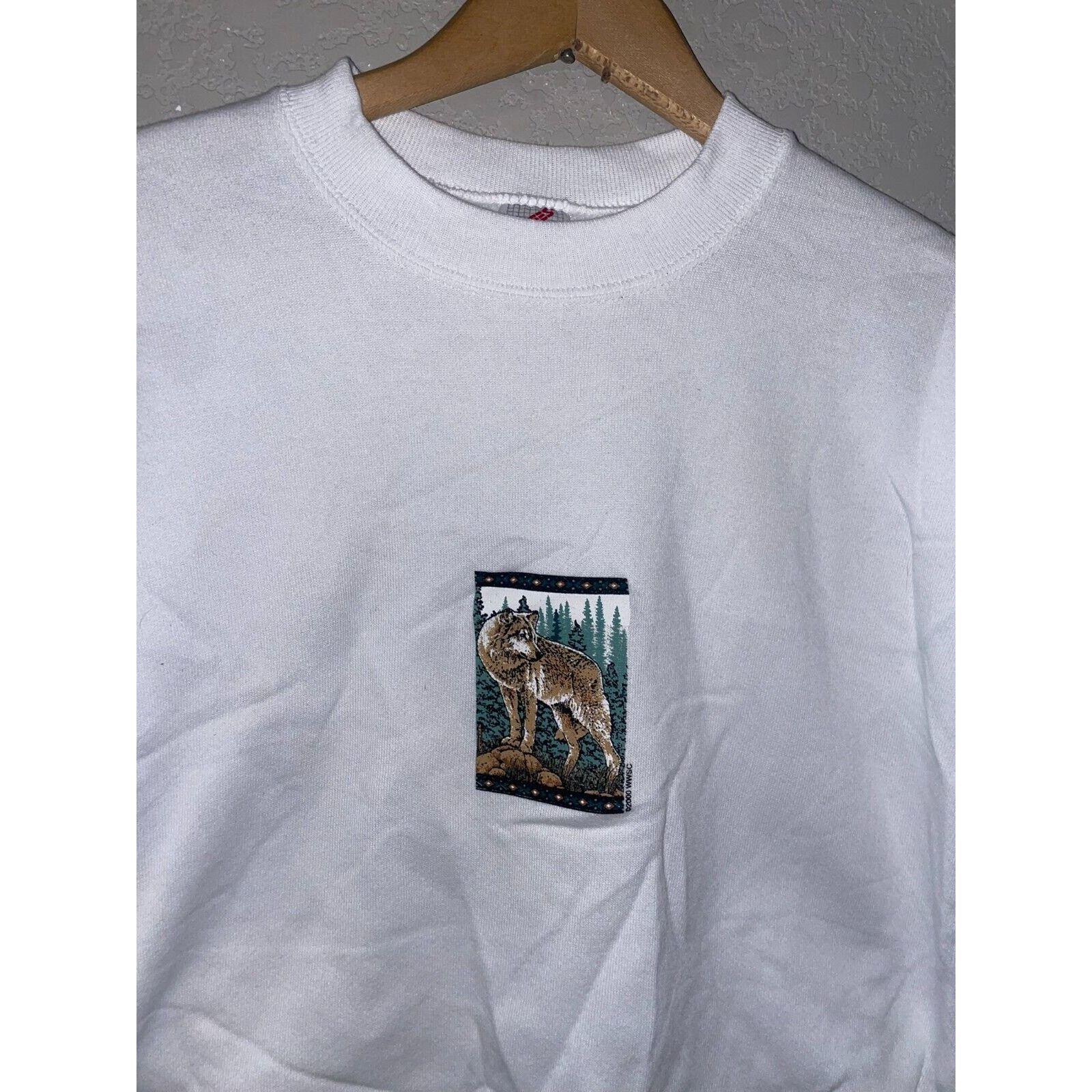 Jerzees Vintage Wolf Sweatshirt Animal Nature White Crewneck VTG 90s Size US M / EU 48-50 / 2 - 2 Thumbnail