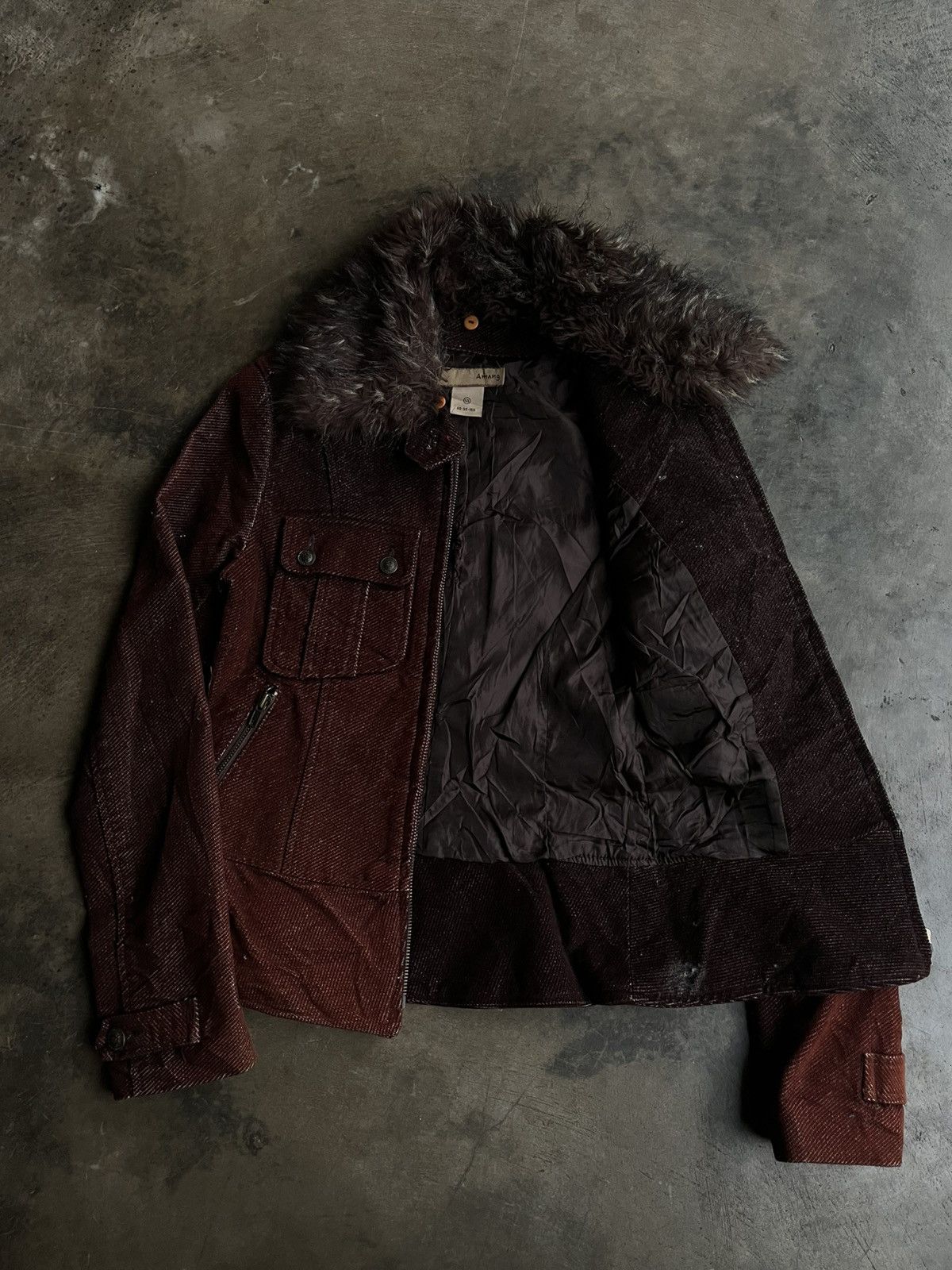 14th Addiction 2000s JAPANESE AMANG FUR JACKET CORDUROY BONDAGE GOTHIC VKEI Size US S / EU 44-46 / 1 - 6 Thumbnail