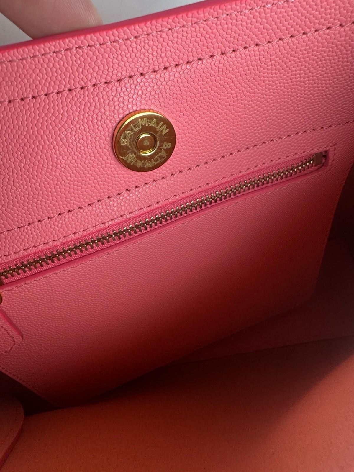 Balmain Balmain Emblem Crest Shoulder Bag Pink Leather Gold Buttons Size ONE SIZE - 5 Thumbnail