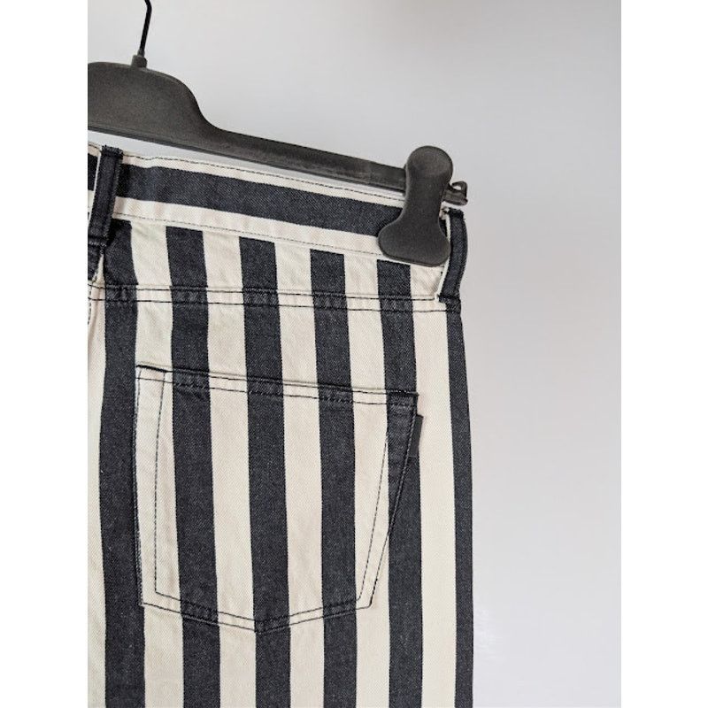 Saint Laurent Paris o1rshd1 Fold Bespoke Stripe Straight Denim Jeans Black/White Size US 30 / EU 46 - 14 Thumbnail