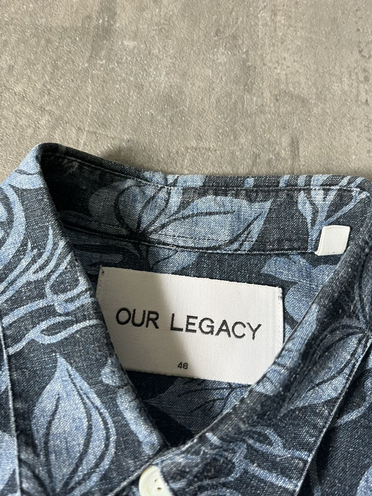 Our Legacy Our Legacy hemp floral button up shirt blue navy Size US M / EU 48-50 / 2 - 9 Thumbnail