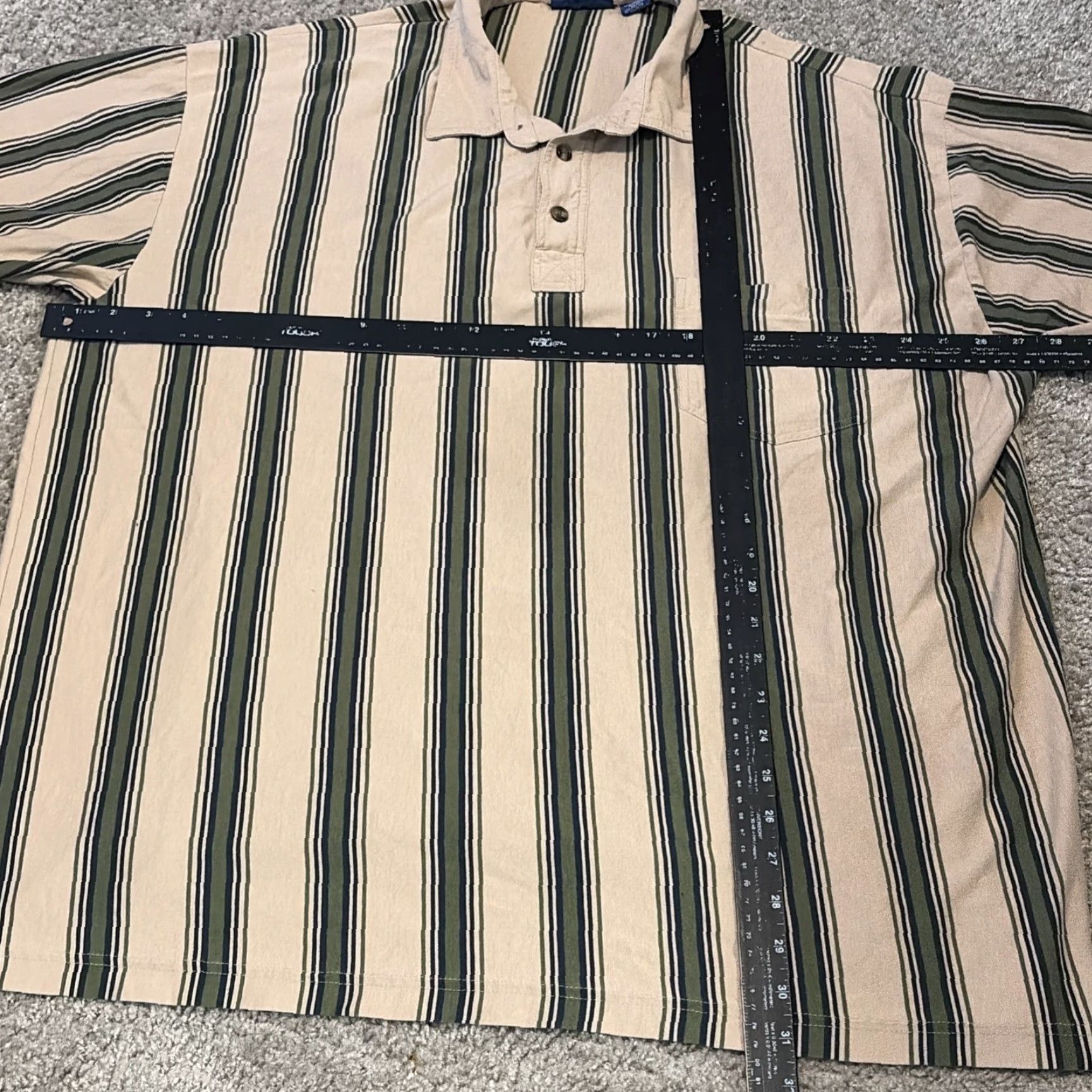 Vintage VINTAGE TownCraft Polo Shirt 2XL Beige Striped Collared 90s Mens Tall Size US XXL / EU 58 / 5 - 5 Thumbnail