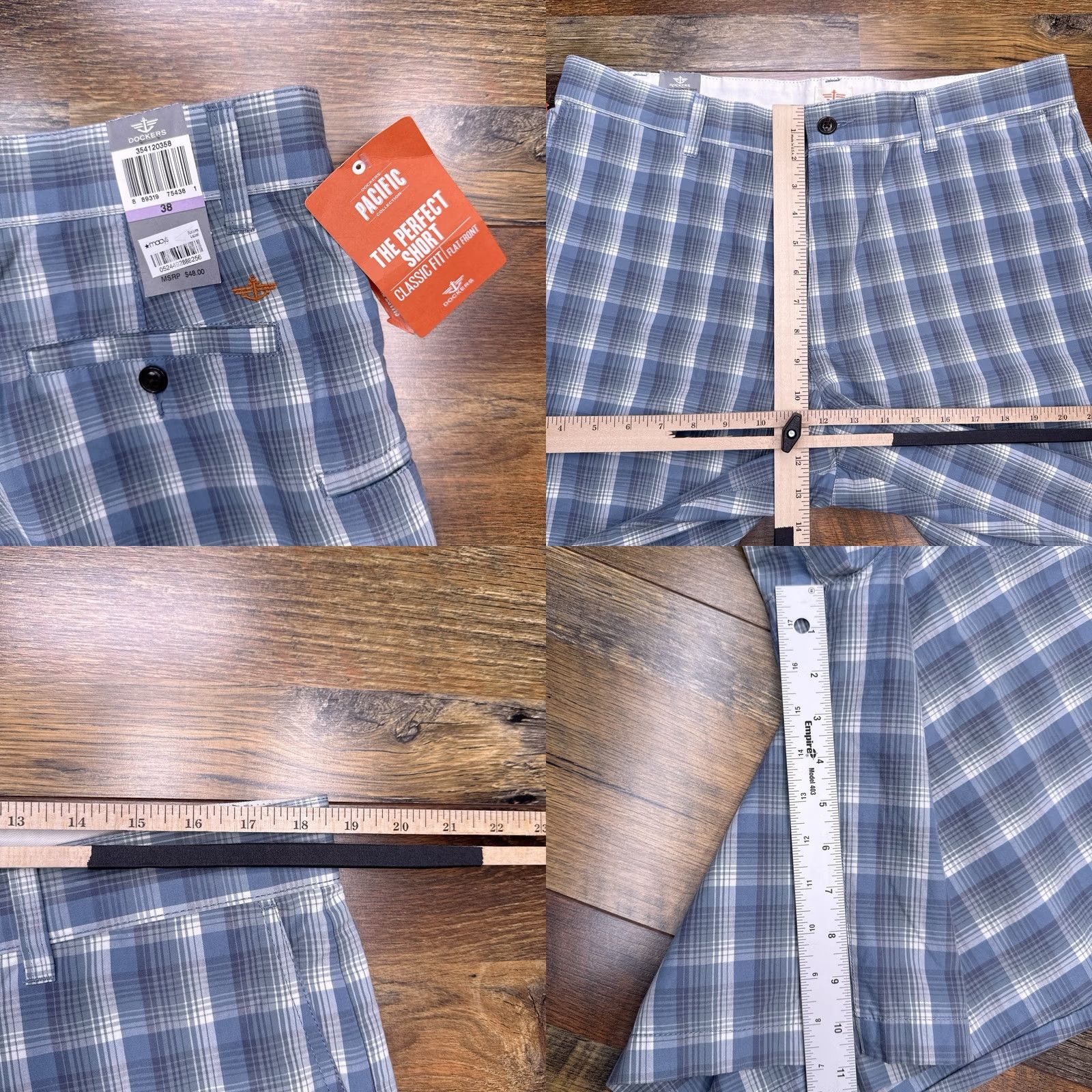 Dockers Dockers Bermuda Short Mens 38 Blue Plaid Pacific Collection Classic Fit New Size US 38 / EU 54 - 8 Thumbnail