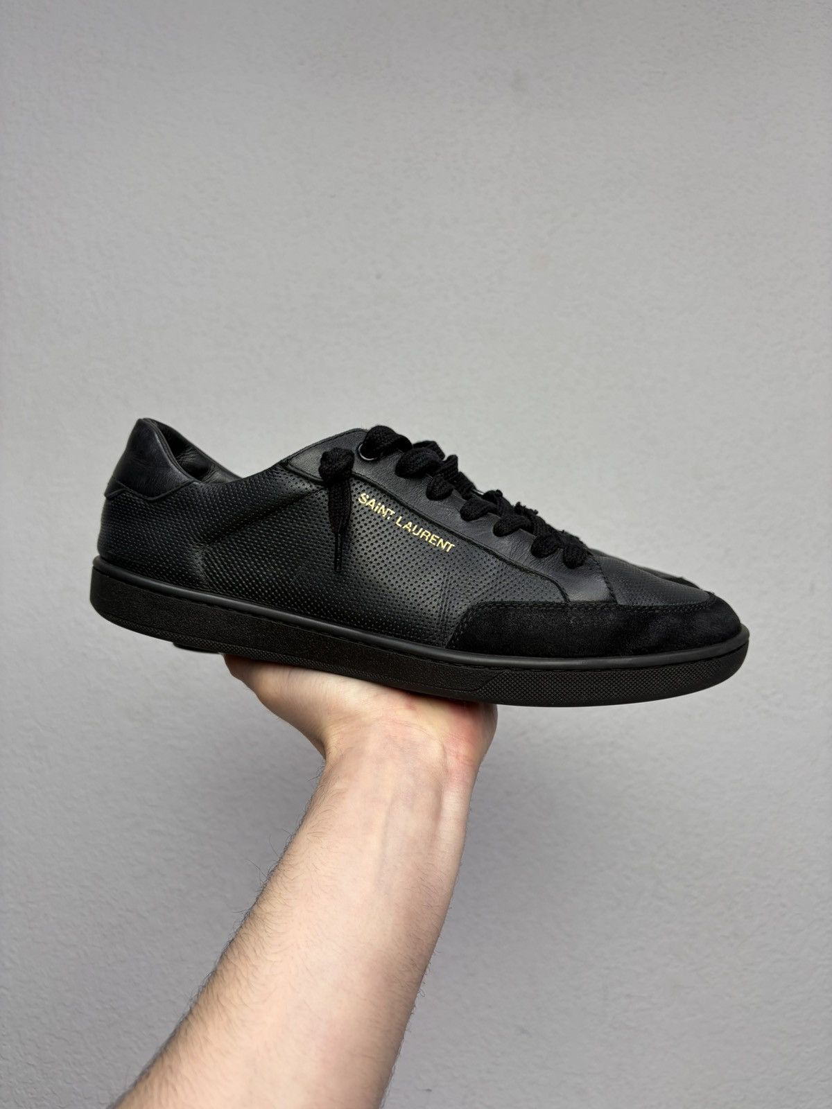 Saint Laurent Paris Saint Laurent Paris Black Leather Sneakers Low Top Shoes Size US 9.5 / EU 42-43 - 3 Thumbnail