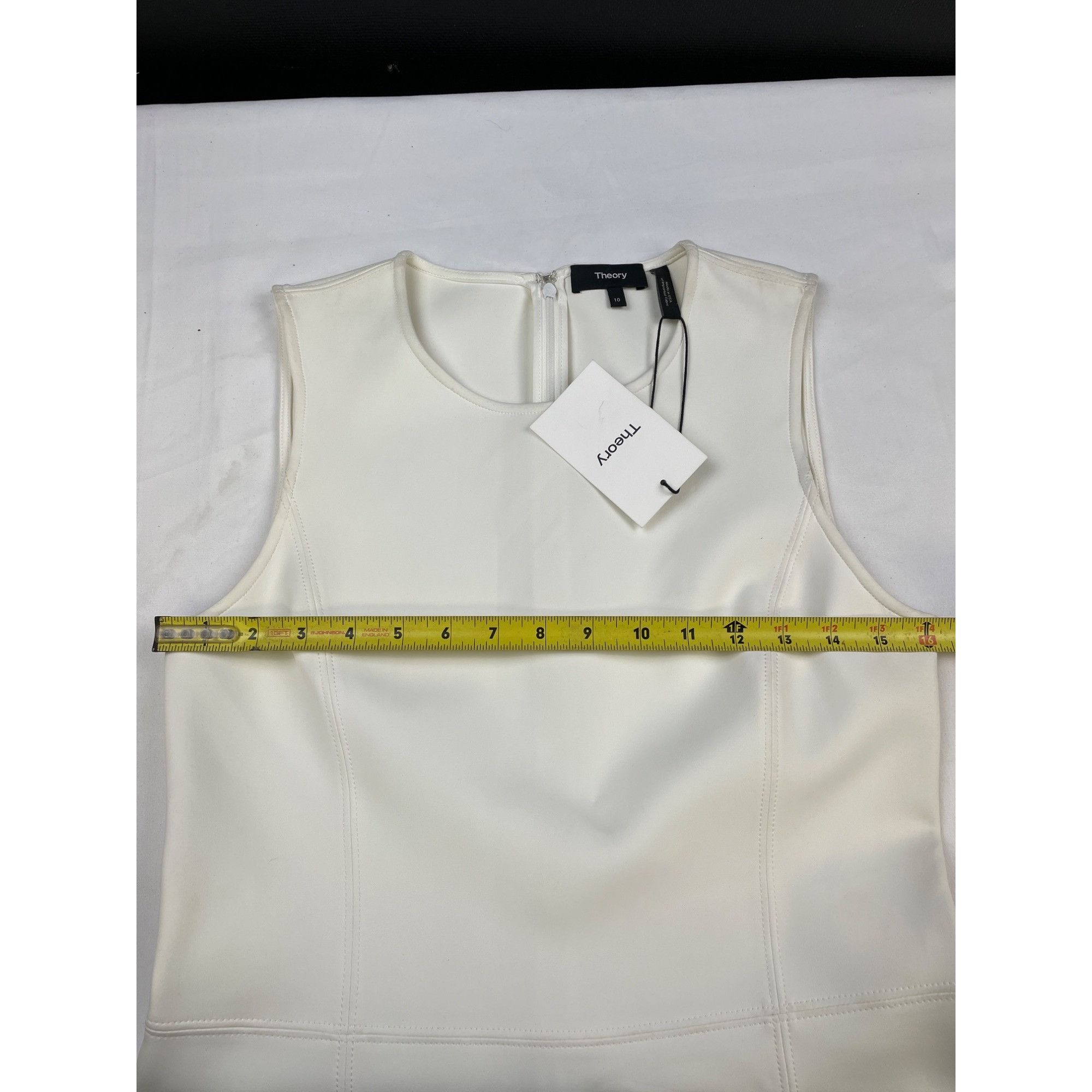 Theory Theory Women's White Sleeveless Dress Fit & Flare Mini Size Size L / US 10 / IT 46 - 6 Thumbnail
