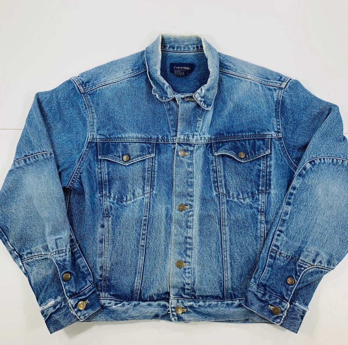 Calvin Klein Vintage Calvin Klein Denim Jacket w/ Natural Fade (XL) Size US XL / EU 56 / 4 - 1 Thumbnail