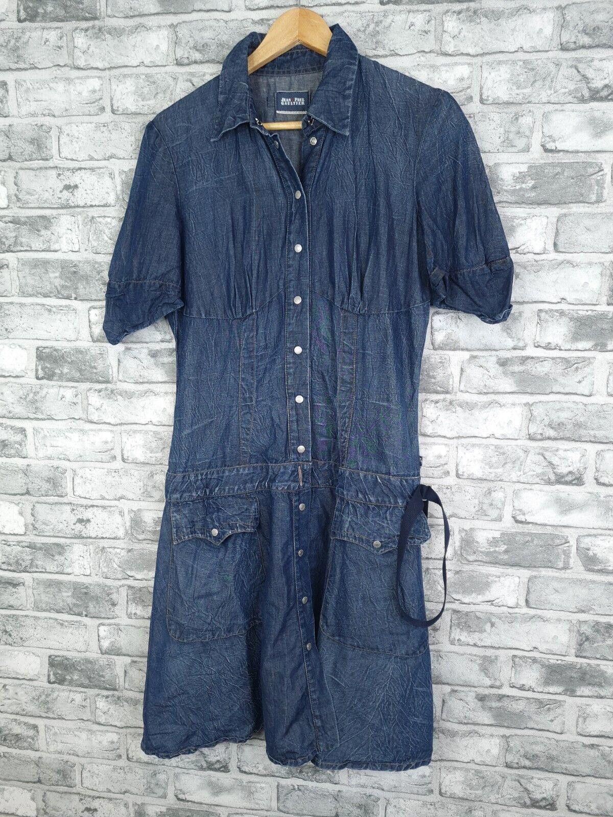 Jean Paul Gaultier Dress Size 46 Fit Uk 10 Blue Denim vtg