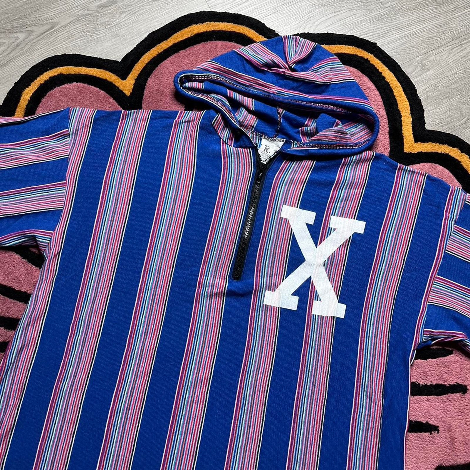 Rap Tees × Vintage Vintage 90’s Malcom X Striped Pullover Graphic Hoodie Shirt Size US L / EU 52-54 / 3 - 4 Thumbnail