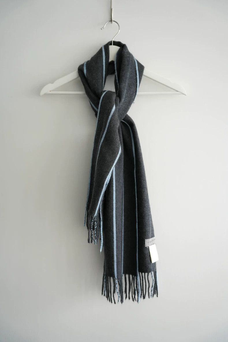 Yohji Yamamoto Yohji Yamamoto 06aw blue striped fringed wool scarf 2501-Ne Size ONE SIZE - 1 Thumbnail