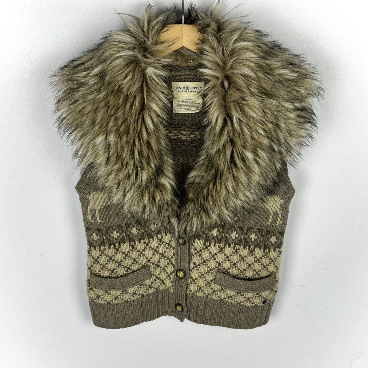Denim & Supply Ralph Lauren Denim Supply Ralph Lauren Fair Isle Winter Vest Faux Fur Y2K Size XS / US 0-2 / IT 36-38 - 3 Thumbnail