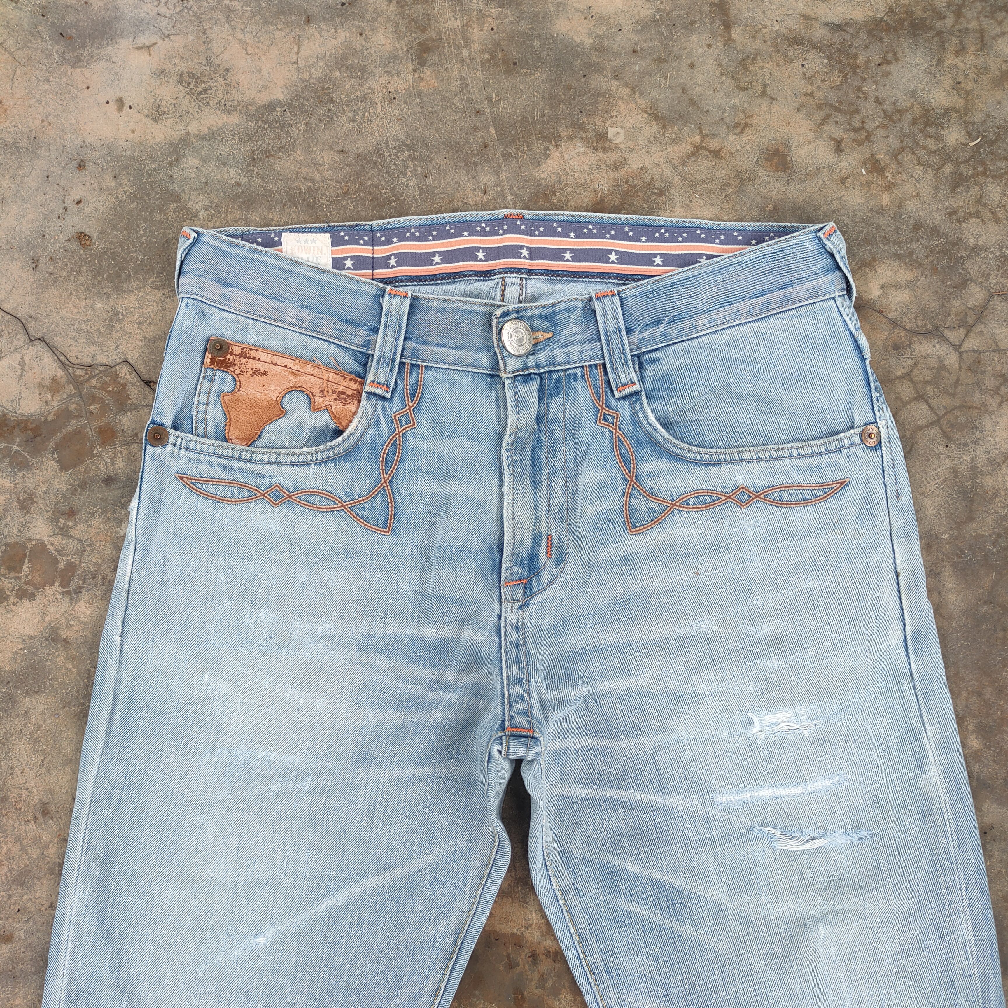 Edwin VTG EDWIN 90' BLUE TRIP FADED RIPPED JEANS DENIM PANTS Size US 36 / EU 52 - 4 Thumbnail
