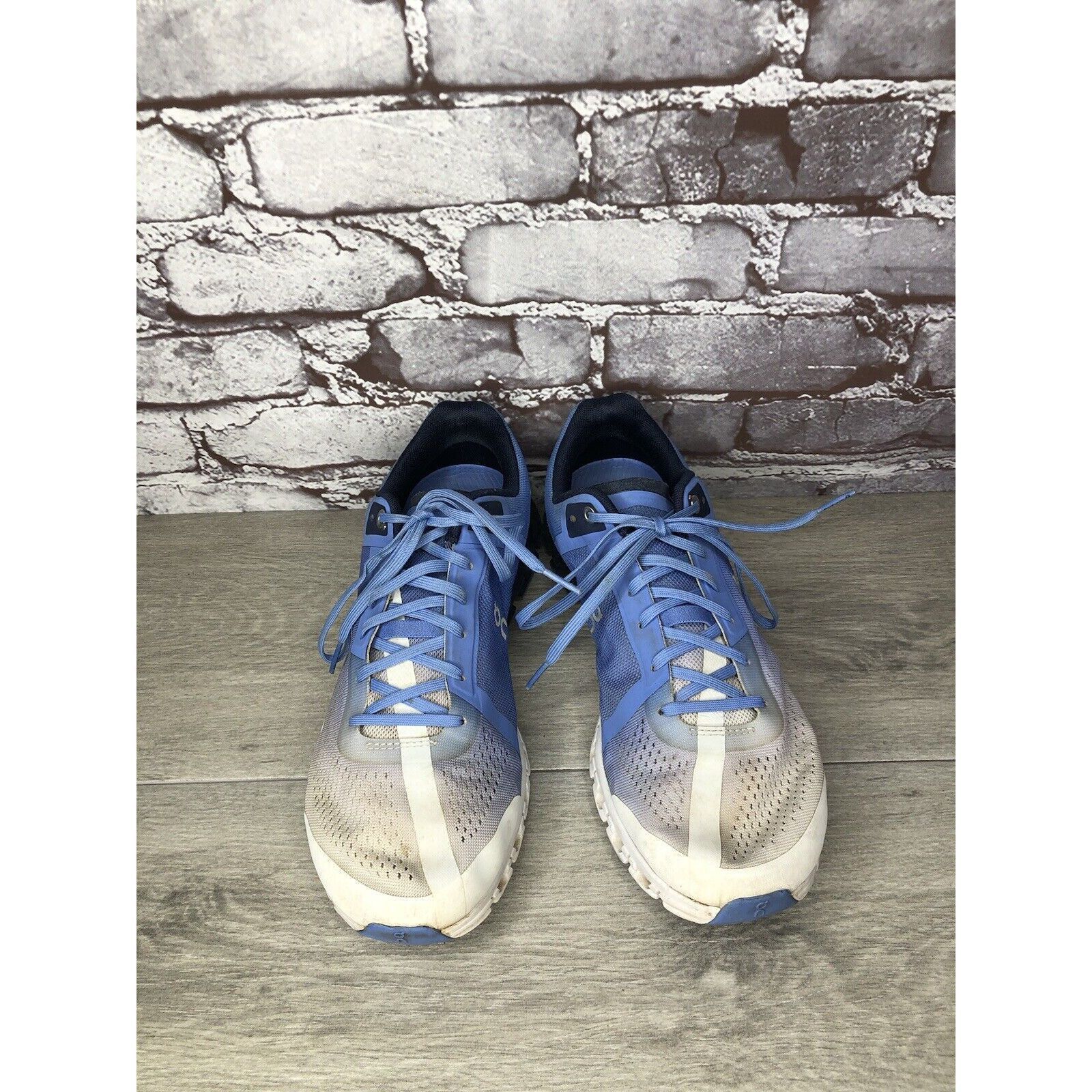 On On Cloudflow Marina White Blue Synthetic Lace Running Shoes Size US 10.5 / IT 40.5 - 2 Thumbnail