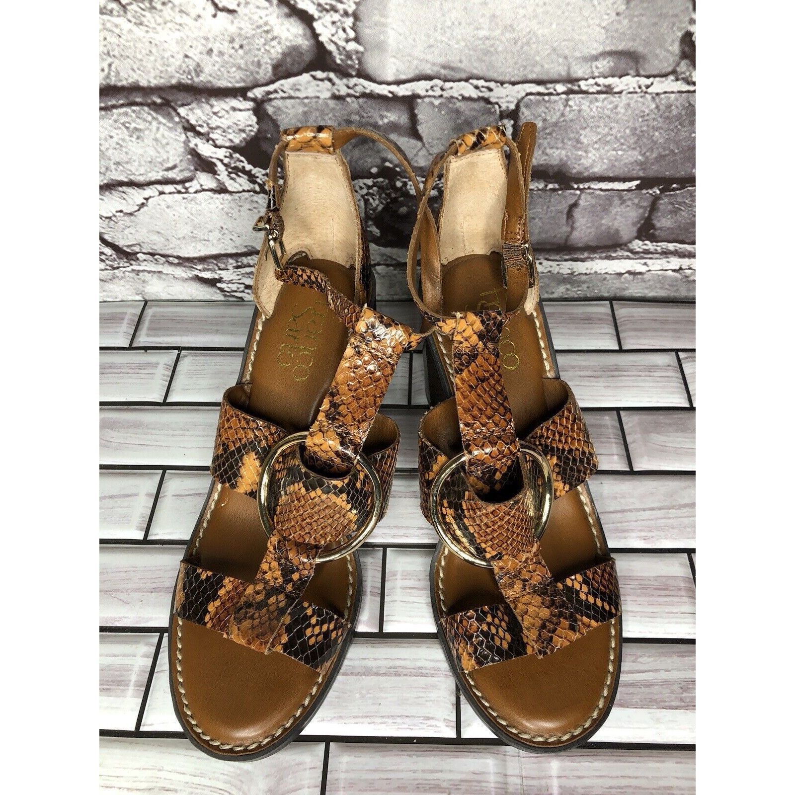 Other Franco Sarto Dandelion Snake Print Ankle Strappy Brown Leath Size US 6 / IT 36 - 20 Thumbnail