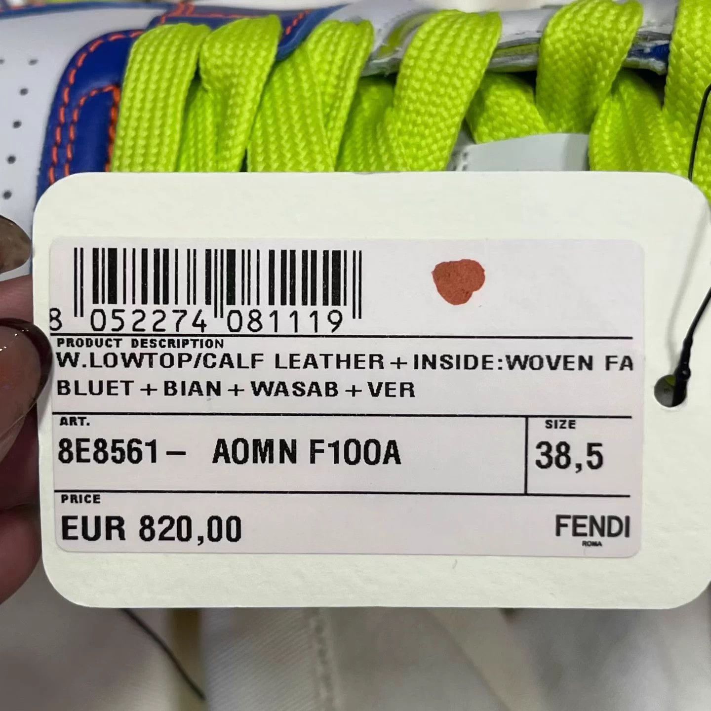 Fendi Fendi blue calfskin colorblock low-top sneaker Size US 5.5 / IT 35.5 - 7 Thumbnail