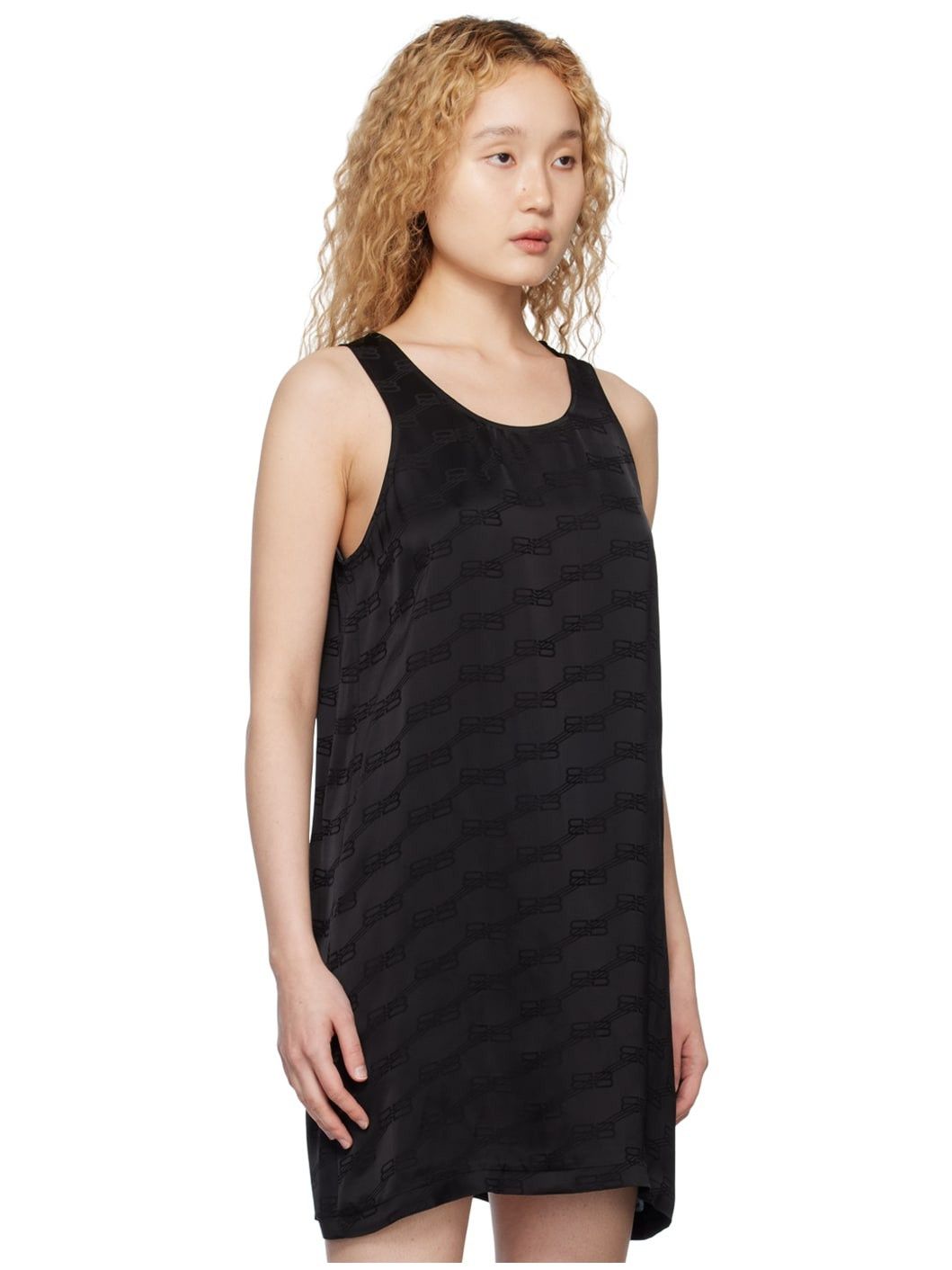 Balenciaga o1y0625 Logo Sleeveless Mini Dress in Black Size S / US 4 / IT 40 - 2 Thumbnail