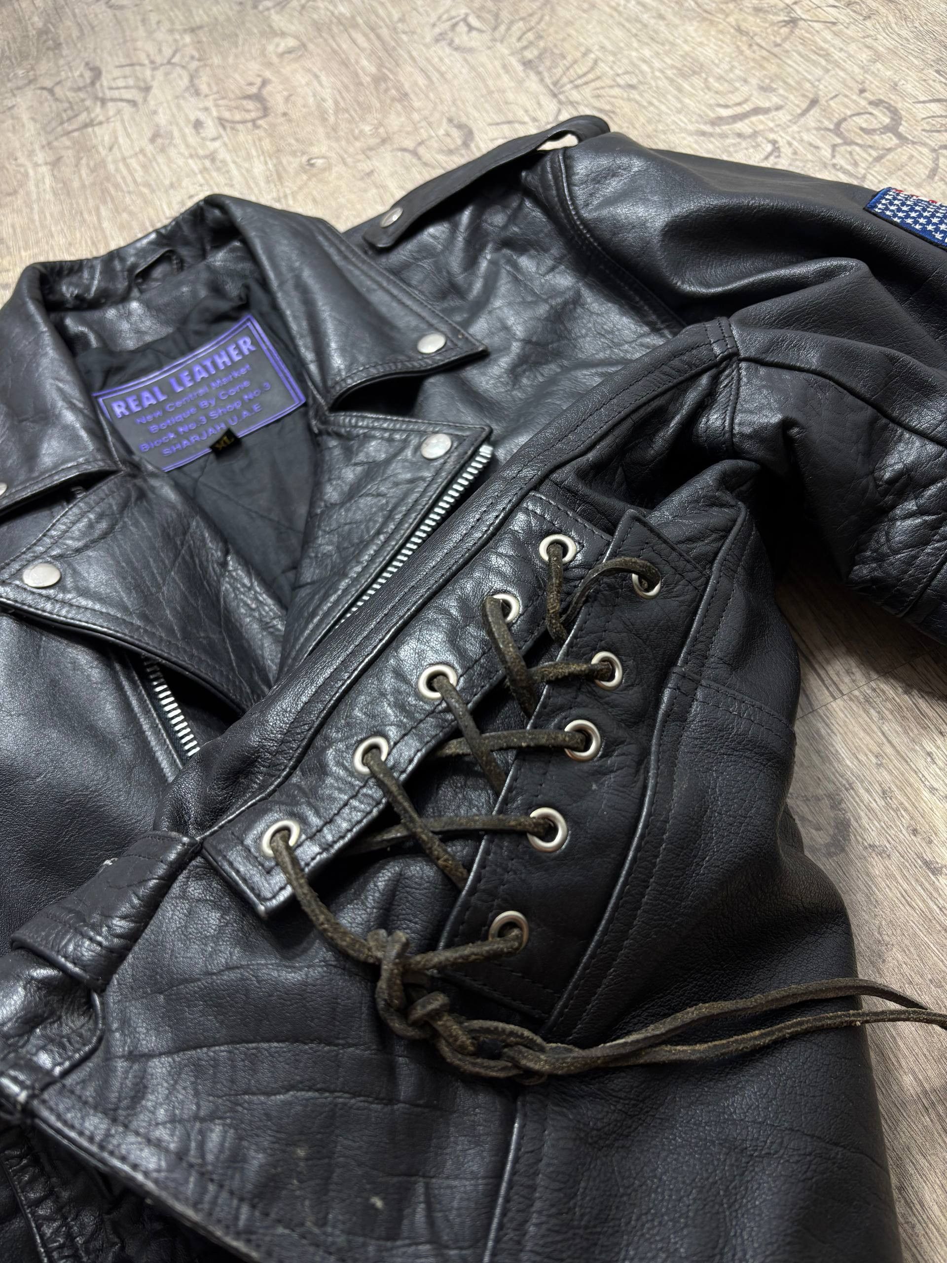 Genuine Leather Vintage USA Braid Rare Assymetrical Leather Jacket Size US XL / EU 56 / 4 - 8 Thumbnail