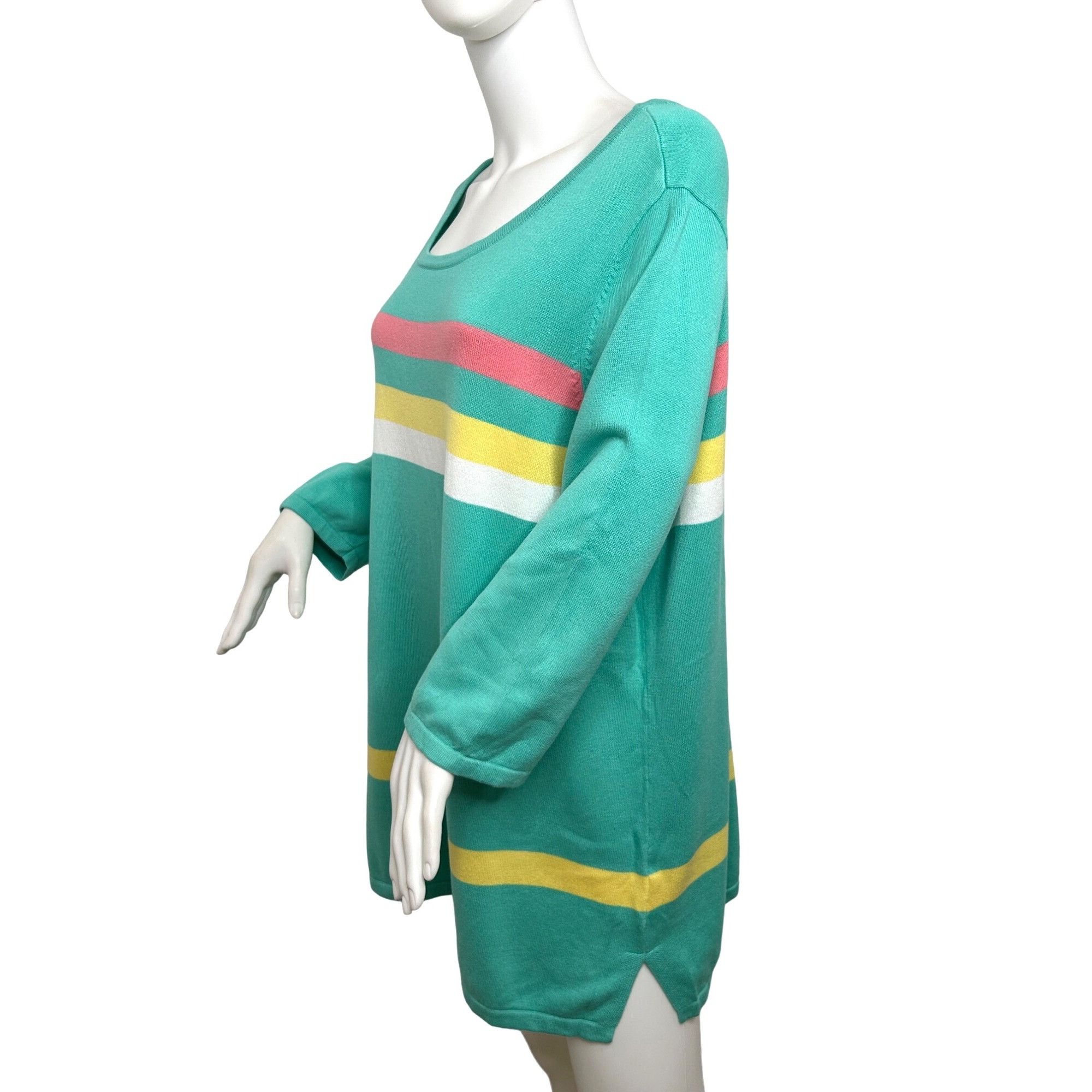 Other Belle Kim Gravel Tunic Top 1X Green Pink Yellow White Stripe Size XL / US 12-14 / IT 48-50 - 8 Thumbnail