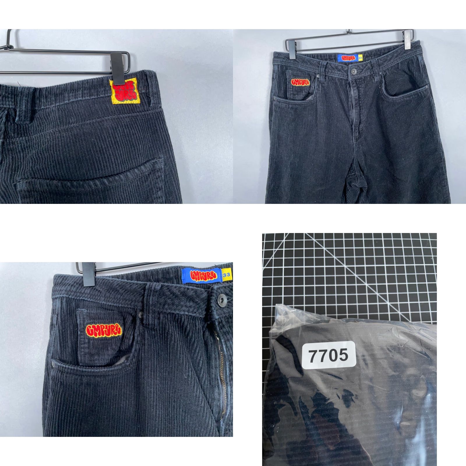 Empyre Empyre Corduroy Pants Mens 33 x 27 Black Straight Leg Relaxed Fit Vintage 90s Theme Skater Rave Casual Chino Pants Size US 33 - 9 Thumbnail