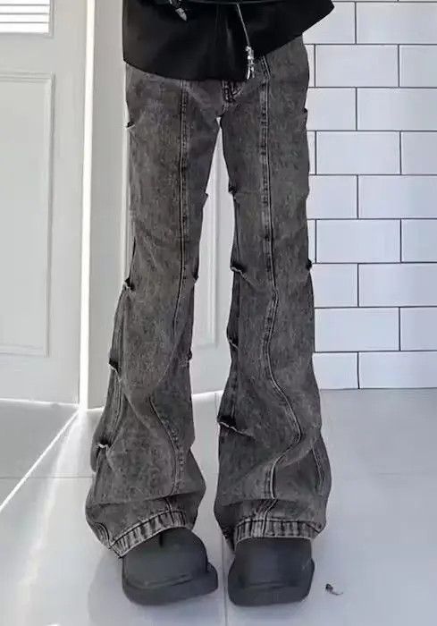 FunSet of Art Distressed Style Washed Pleated Bootcut Jean Size US 32 / EU 48 - 4 Thumbnail