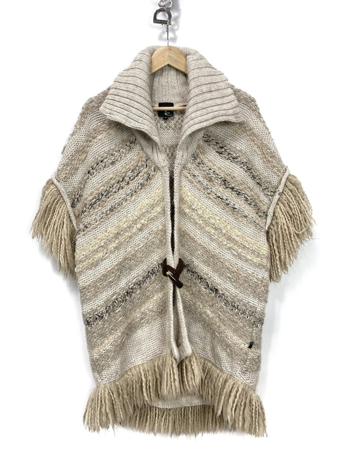 Just Cavalli Just Cavalli by Roberto Cavalli Fringe Chunky Knit Cardigan Size S / US 4 / IT 40 - 1 Thumbnail