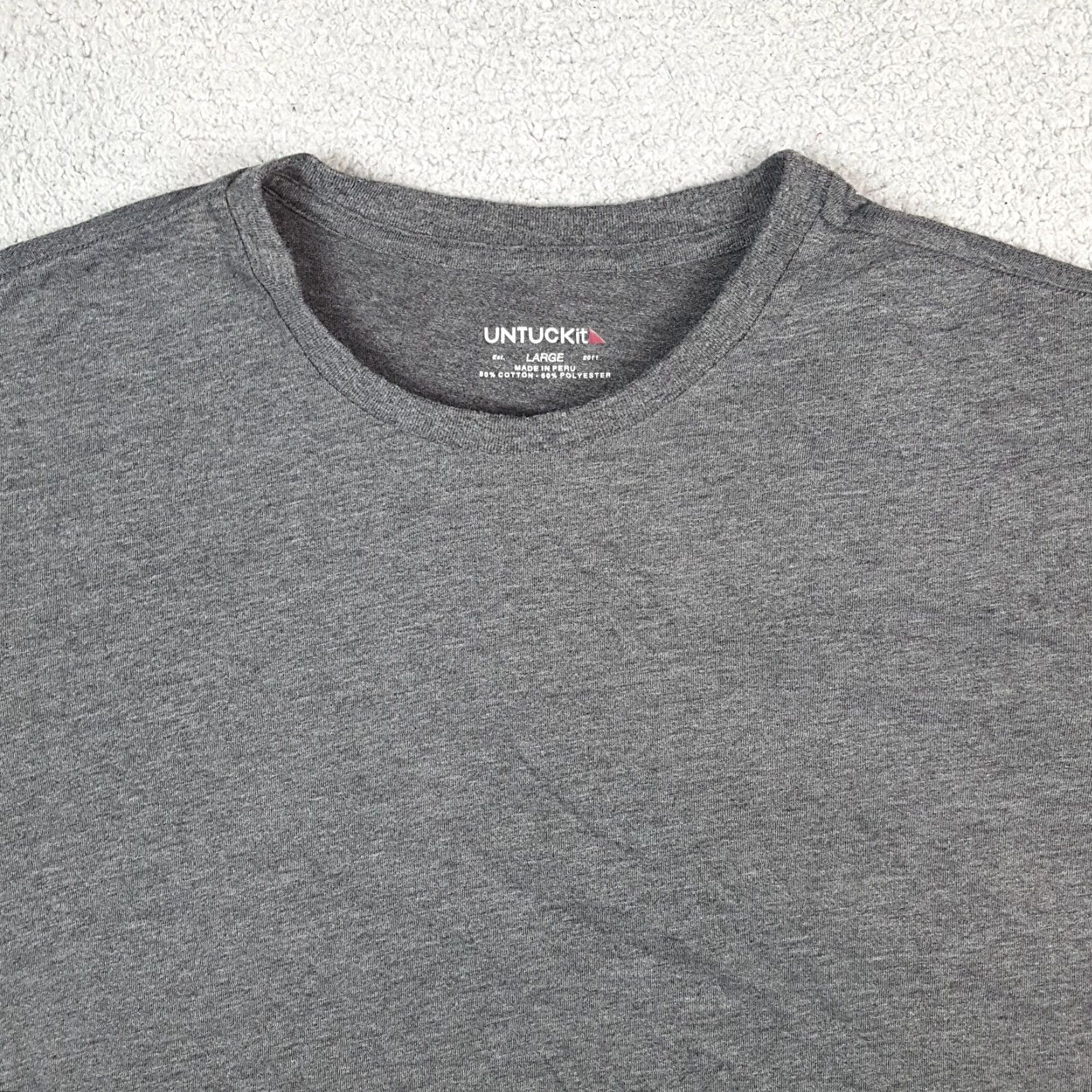 UNTUCKit UNTUCKit T-Shirt, Gray, Breathable, Lightweight, Moisture Wicking, Athletic, Size L, Crew Neck, Short Sleeve, Logo, Embroidered, Cotton, Regular, Men Size US L / EU 52-54 / 3 - 2 Thumbnail