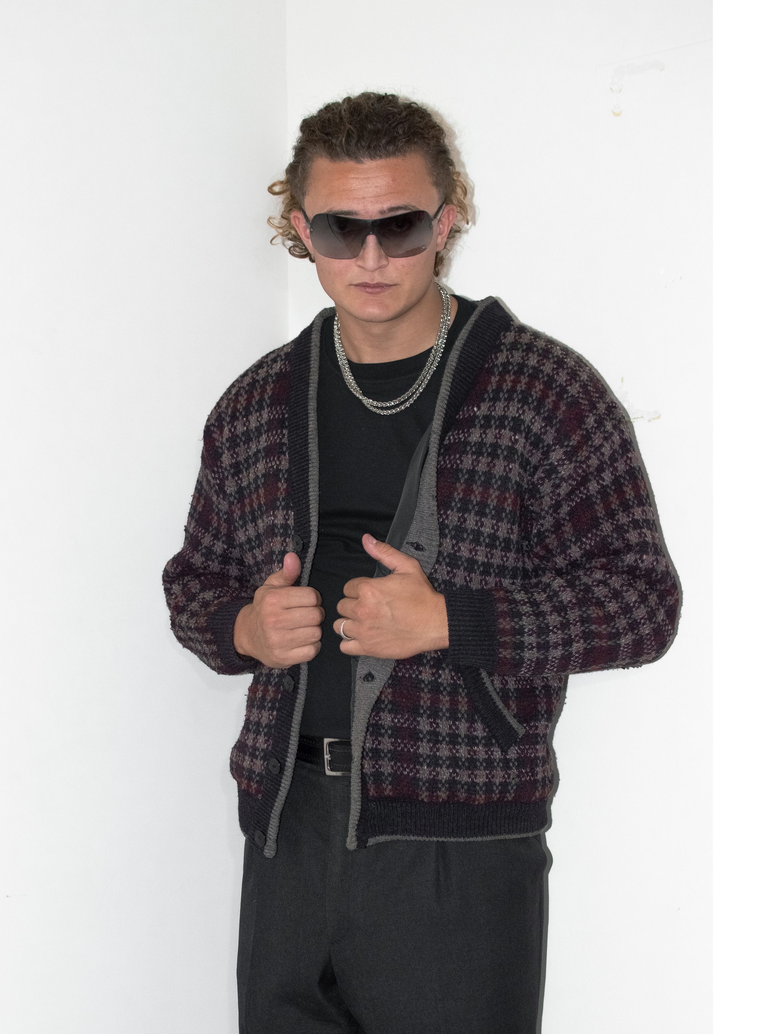 Designer × Vintage Vintage 80s Buttoned Geometric Knitted Thick Cardigan Jacket Size US S / EU 44-46 / 1 - 5 Thumbnail