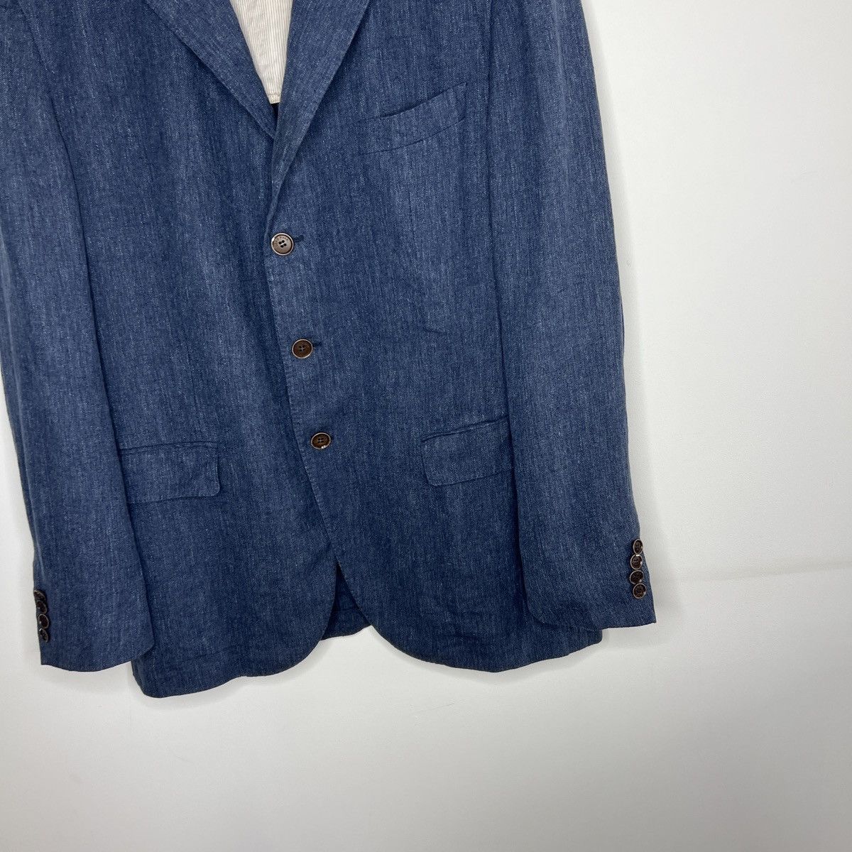 Loro Piana Men's Loro Piana Blazer 54IT 42US/UK Linen Silk Navy Blue Size 42R - 2 Thumbnail