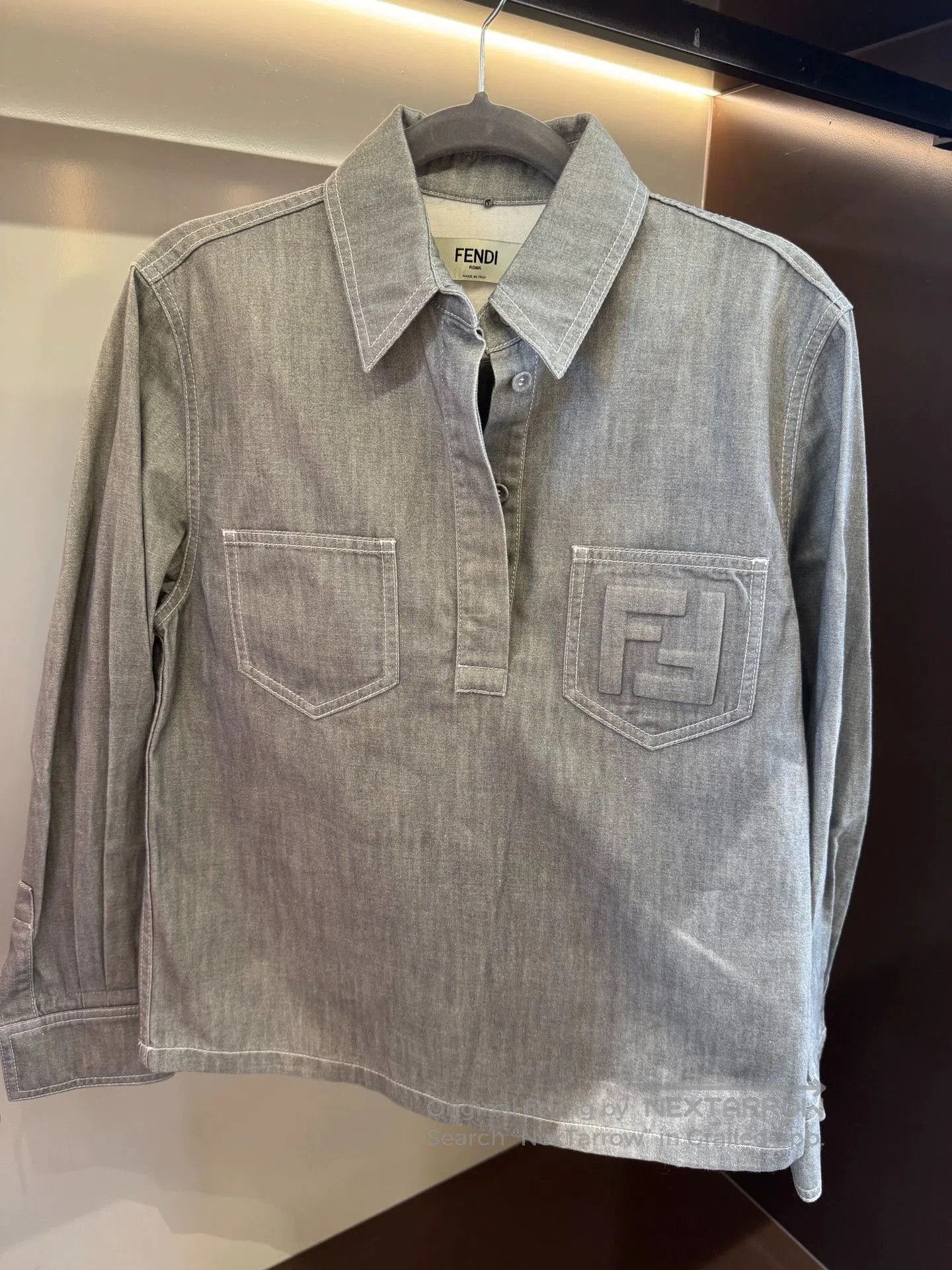 Fendi Fendi Gray Logo Denim Workwear Set. Size US 36 / EU 52 - 1 Thumbnail